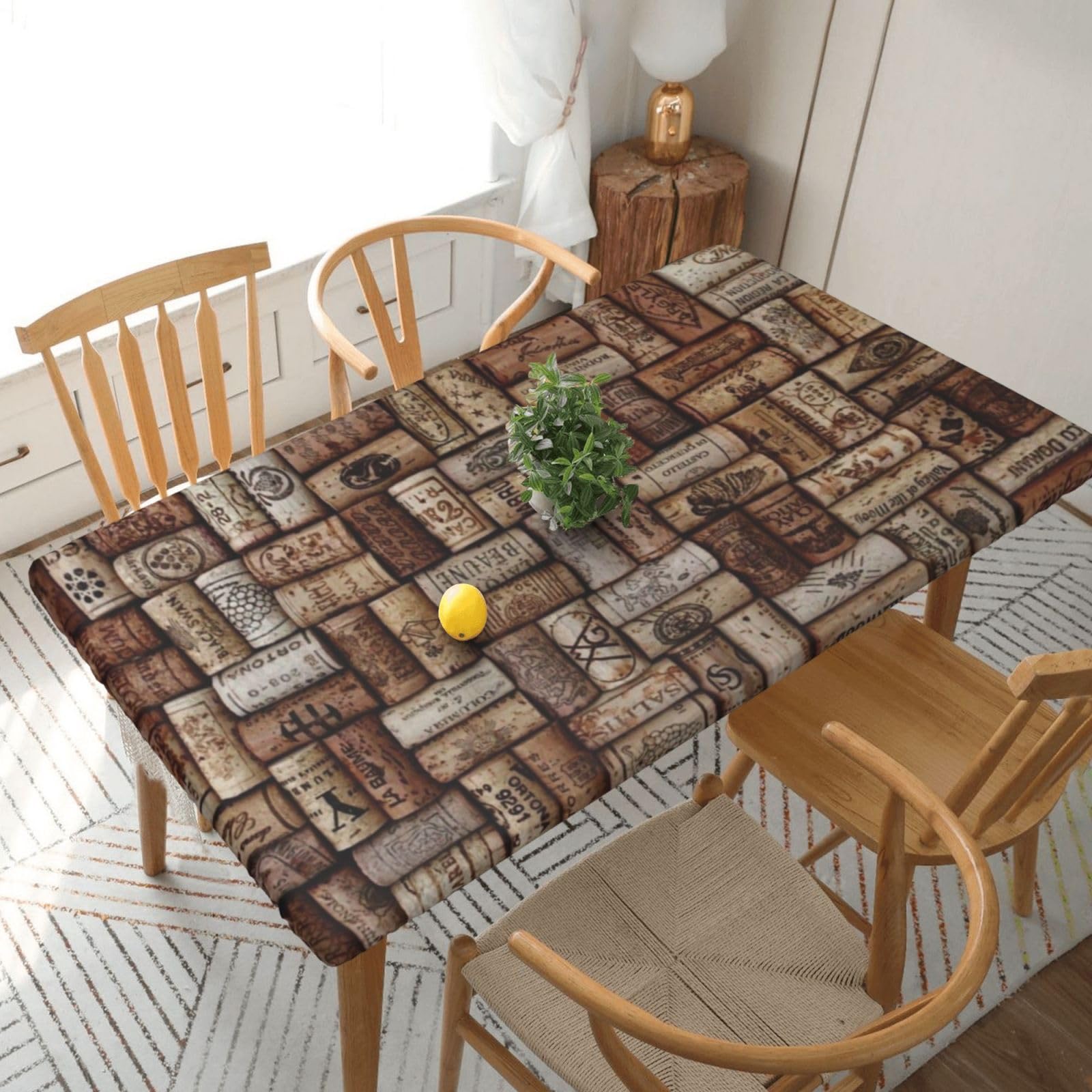 BNVSADC Wine cork Printed 5FT Tablecloth Polyester Kitchen Water Resistant Table Cloth Dining Table Decoration Table Covers, 152x76 CM