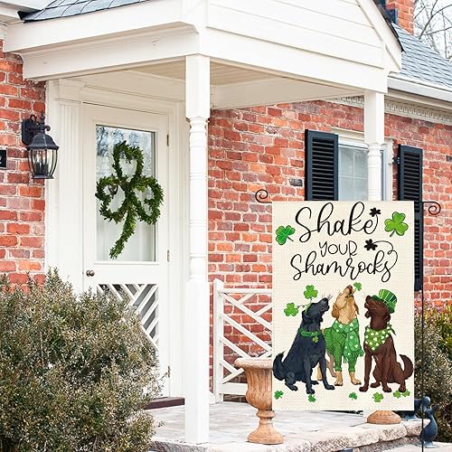Miniatura 3 de AVOIN colorlife Shake Your Shamrocks - Bandera de jardín para el día de San Patricio 12 x 18 pulgadas doble cara exterior trébol de perros bandera