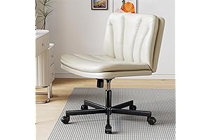 Sytas CrissCross Office Chair Wheels Leather Home, Vanity Desk Chair Cushion Double-Layer & Criss Cross