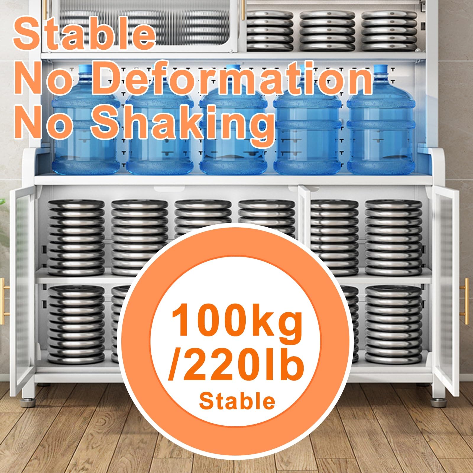 Generisch Großes Bäckerregal mit 6 Ebenen, Stauraum und Stecktafel – Küchenschrank aus Metall für kleine Geräte, langlebig und stilvoll, 149 cm hoch, ideal zum Organisieren des Küchenraums