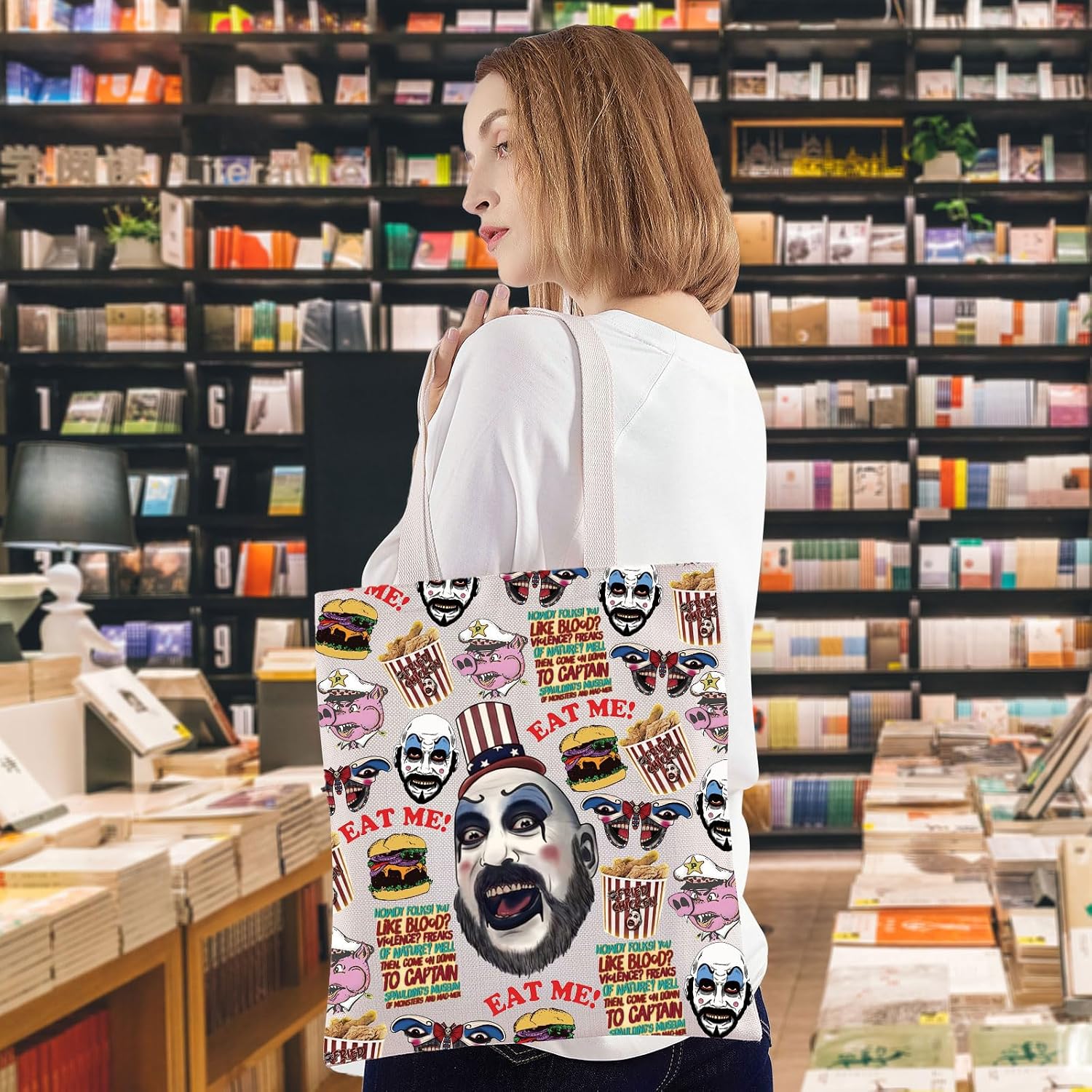 WZMPA Captain Spaulding Tote Captain Spaulding Fans Gift Eat Me Captain Spaulding Reusable Grocery Bag Spaulding Merchandise image 3