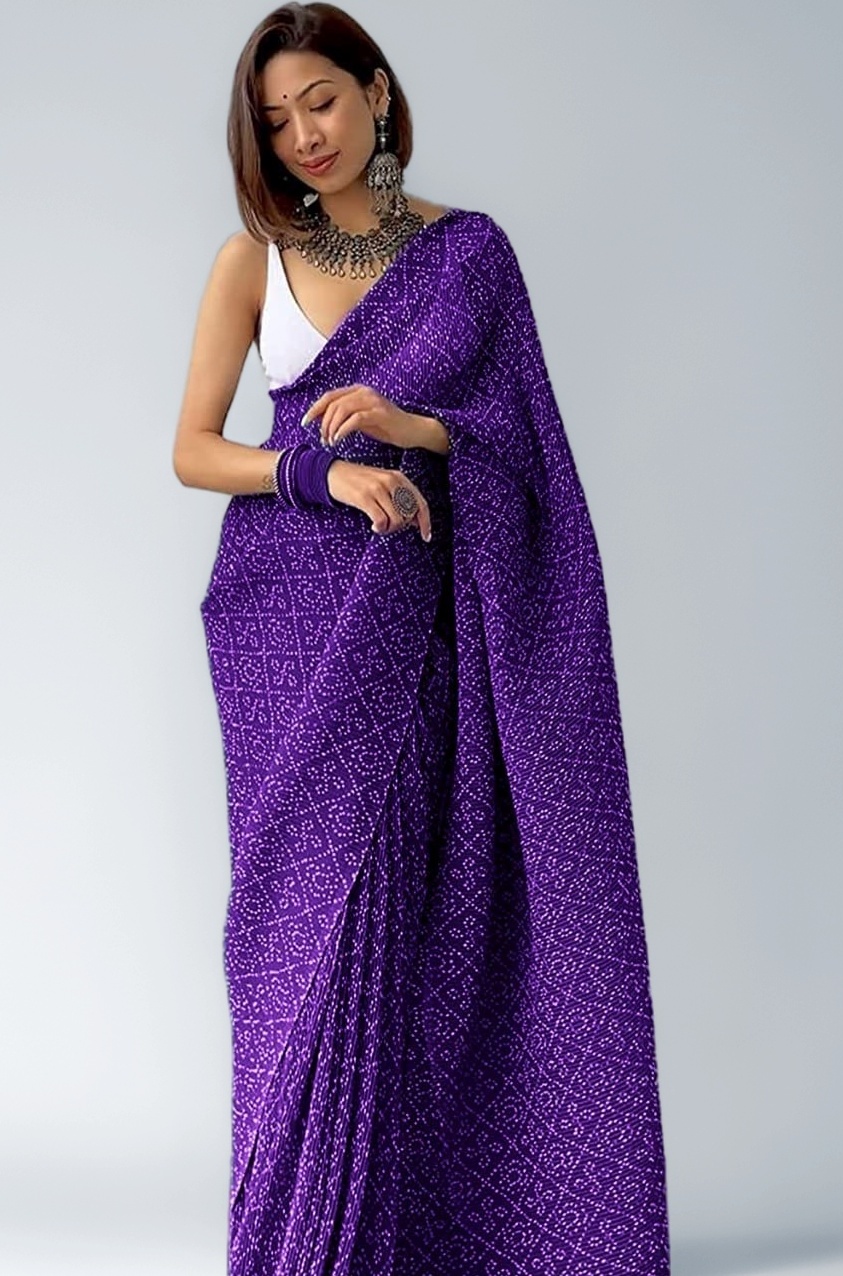 Women's Pure Georgette Saree With Blouse Piece