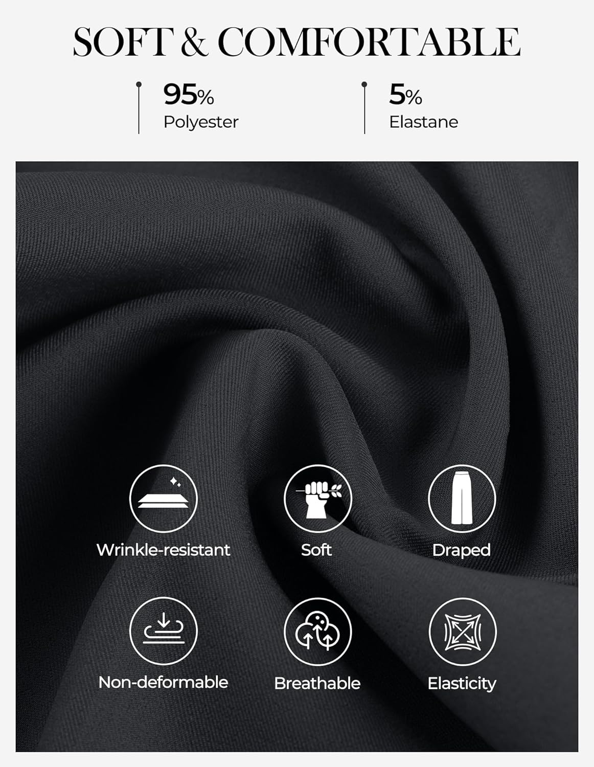 GRACE KARIN Work Pants Women, Wide Leg High Waist Wrinkle Free Trousers Slacks with Pockets, Business Casual Outfits - Image 4