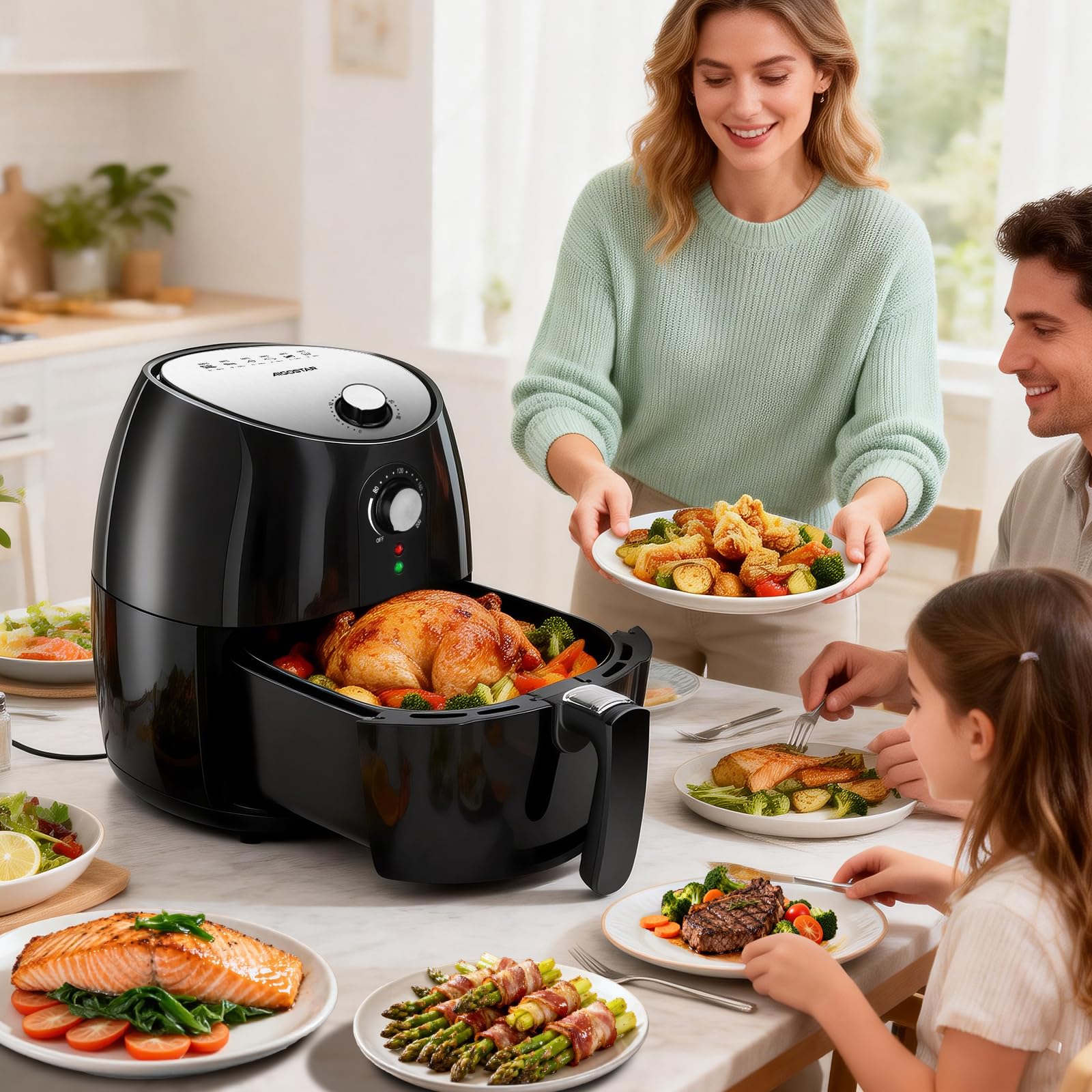 Aigostar Hayden Pro - Air fryer, Friteuse Sans Huile, 6 Programmes de Cuisson, Format compact 3.5L Friteuse à air, Revêtement antiadhésif, Réglable 80-200°C, 1500 W, Nettoyage Facile, Noire