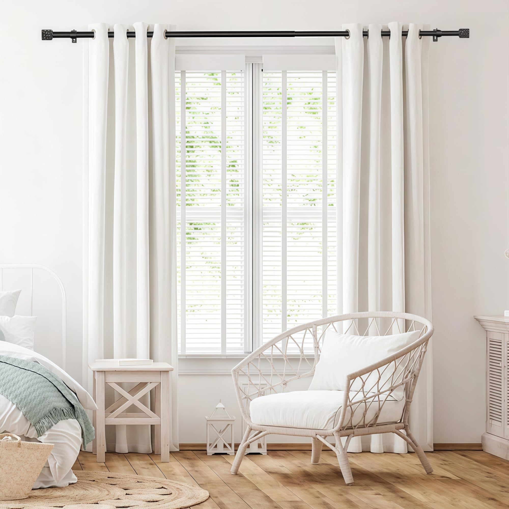 Liujyuan White Black Out Curtain 220 X 155 Cm Windproof, Rod Pocket, Room Darkening Thermal Curtains, Neutral Drapes Thermal Insulated, Solid Color For Balcony, Kithcen Window,