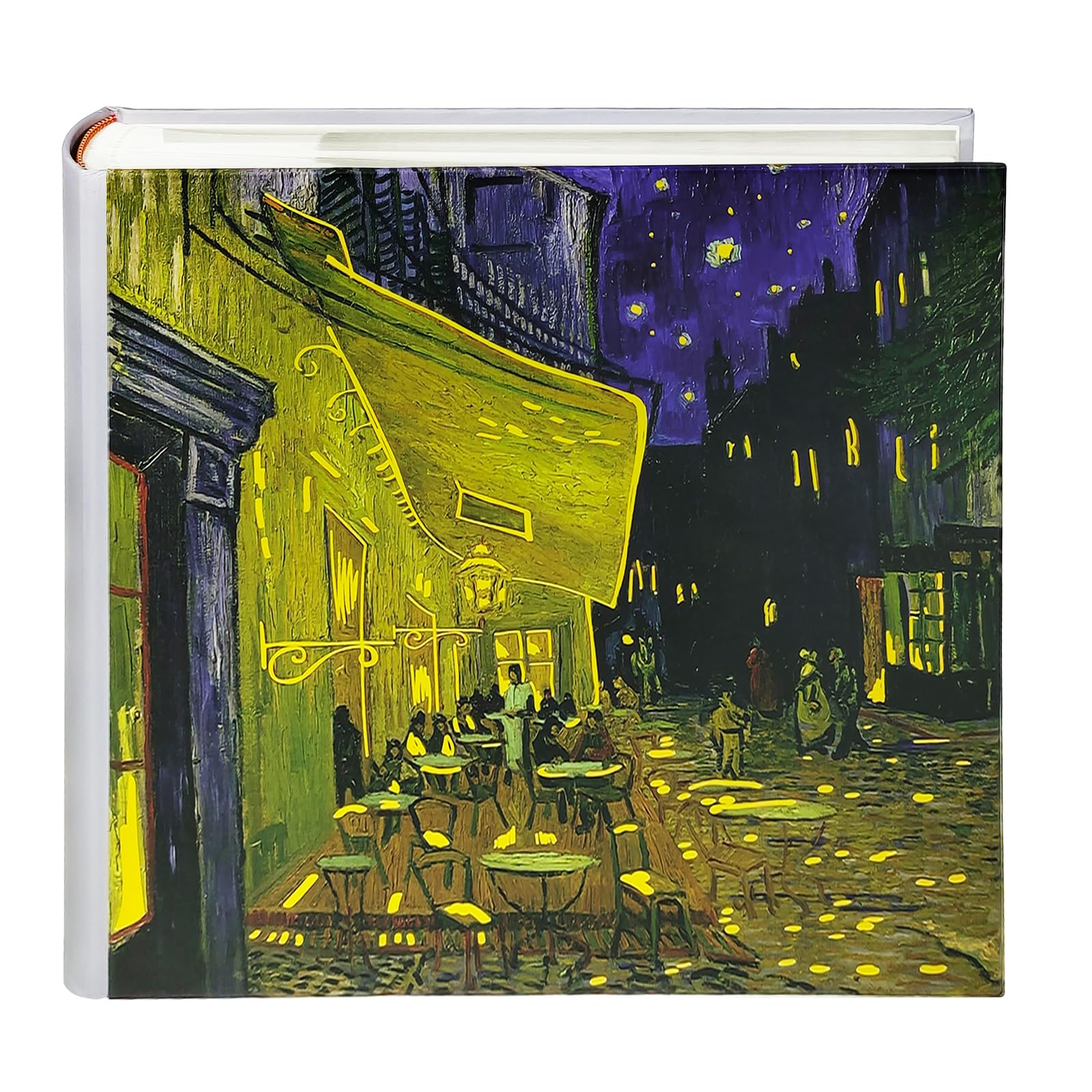 Oil Painting Theme Photo Album,200 Acid-Free Pockets for 4x6 Pics with Writing Space,Van Gogh,Café Terrace at Night