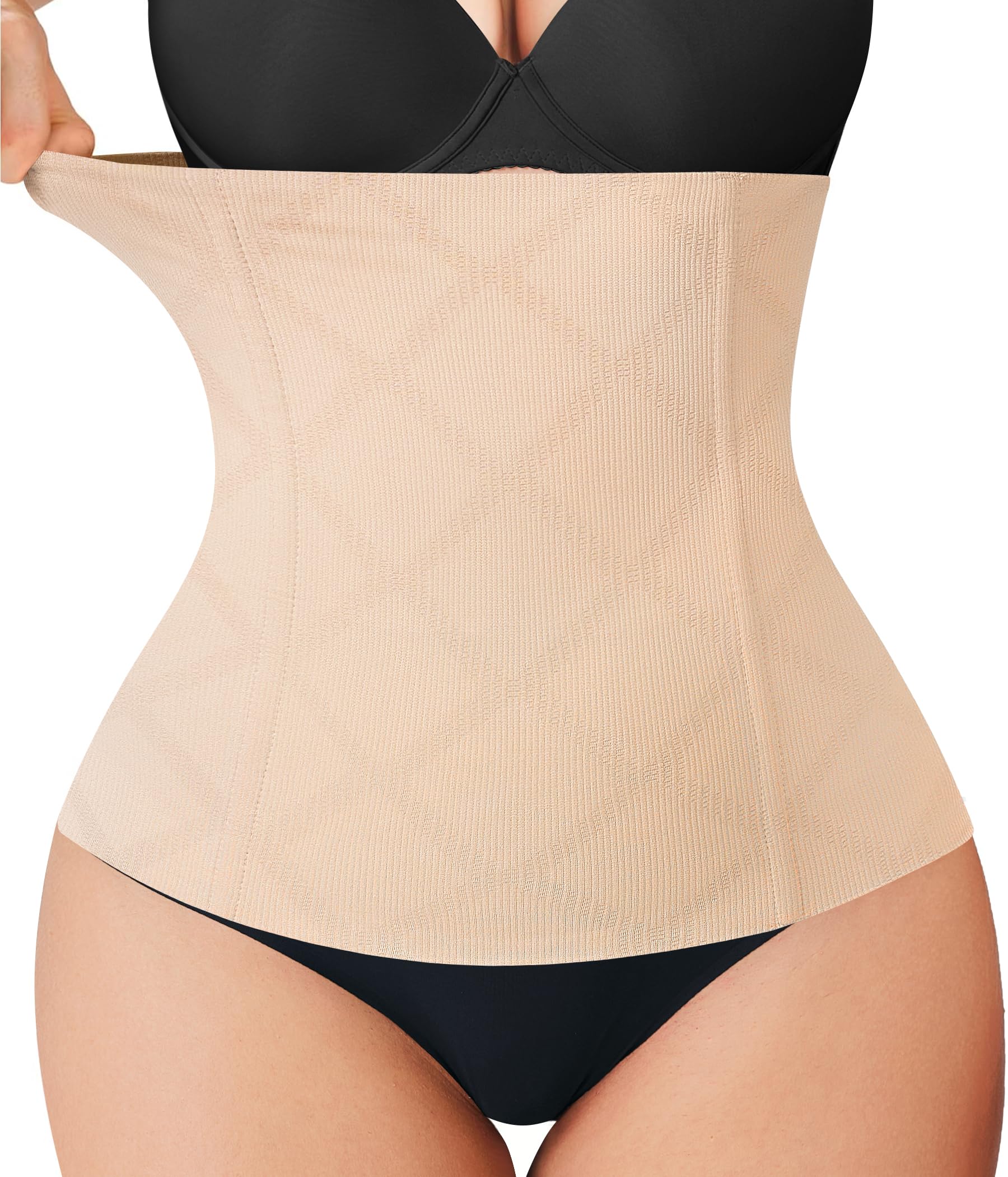 Nebility Women Waist Trainer Shapewear Tummy Control Waist Cincher Slim Body Shaper Workout Girdle Underbust Corset, Beige Without Hook, Medium