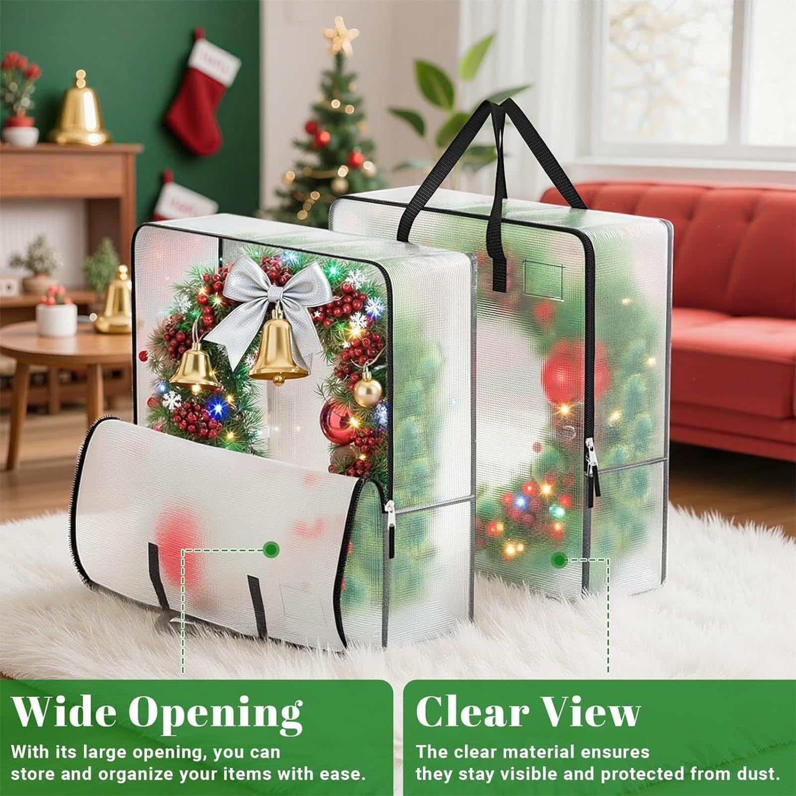 Wreath Storage Bag 5 Sztuk Wodoodporny Przezroczysty Dekoracyjny Organizer