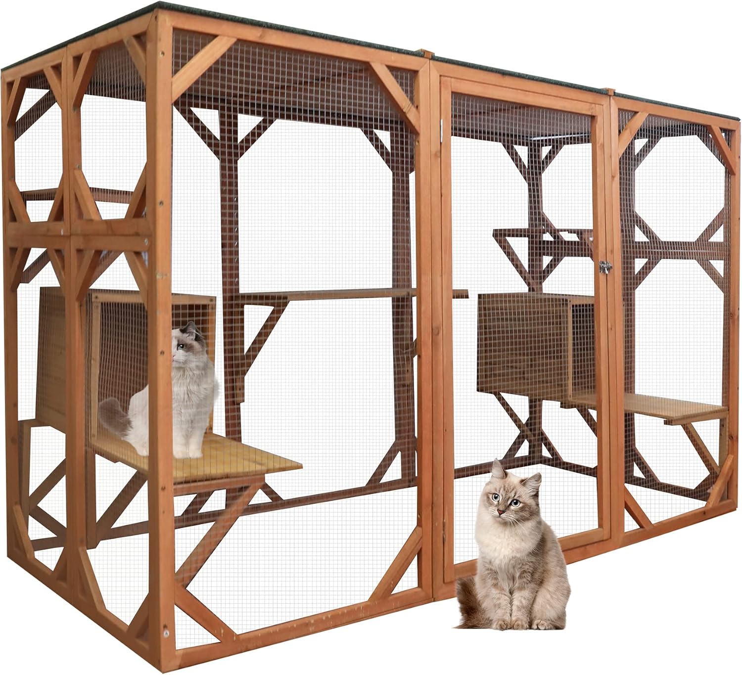 Domaker Wooden Catio Outdoor Cat Enclosures Weatherproof