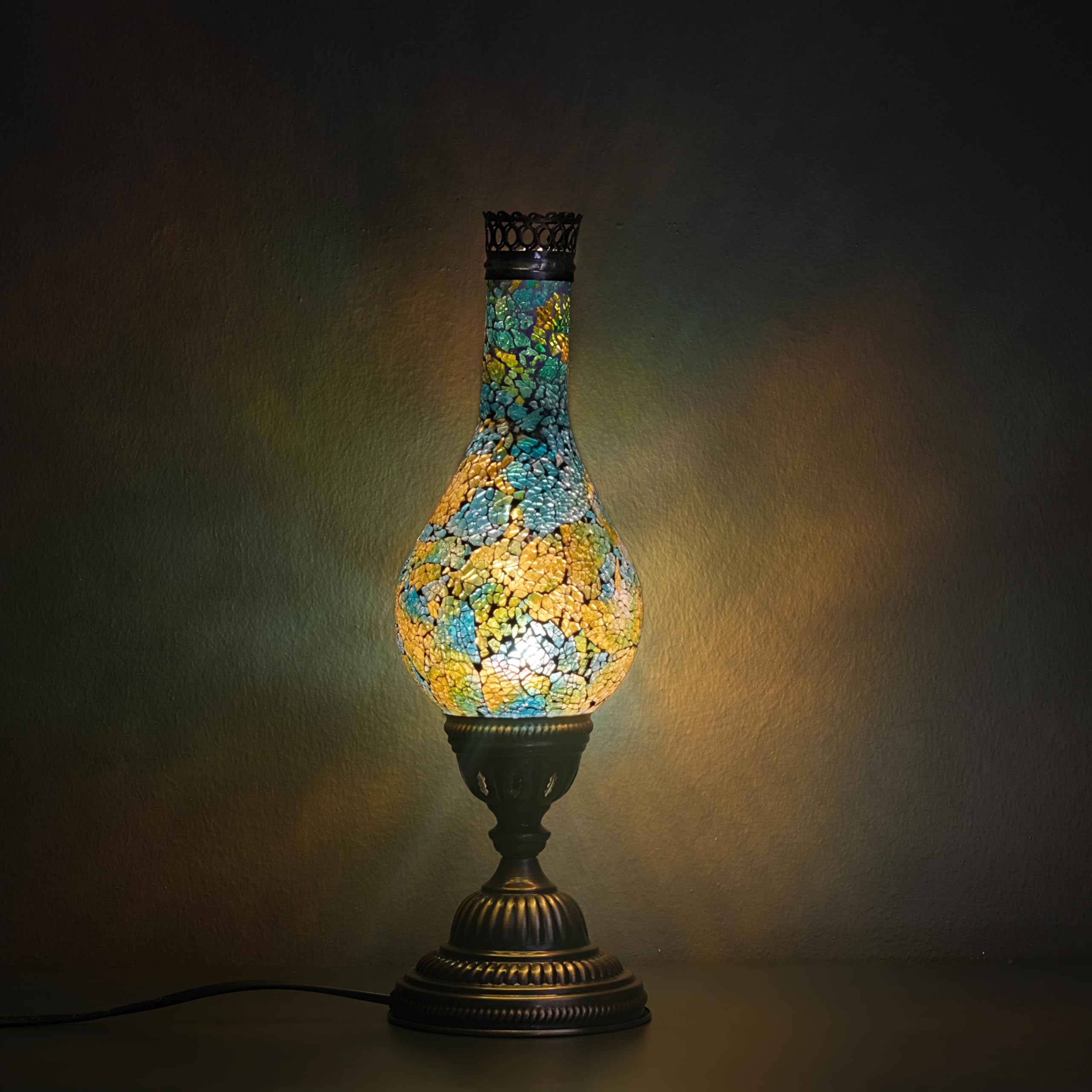 Turkish Mosaic Table Lamp, Aladdin Lamp, Ancient Egyptian Lighting, Mosaic Moroccan Lamp, Turkish lamp, Mystical Home Design, Unique Decorative Ornaments (Deserd Color)