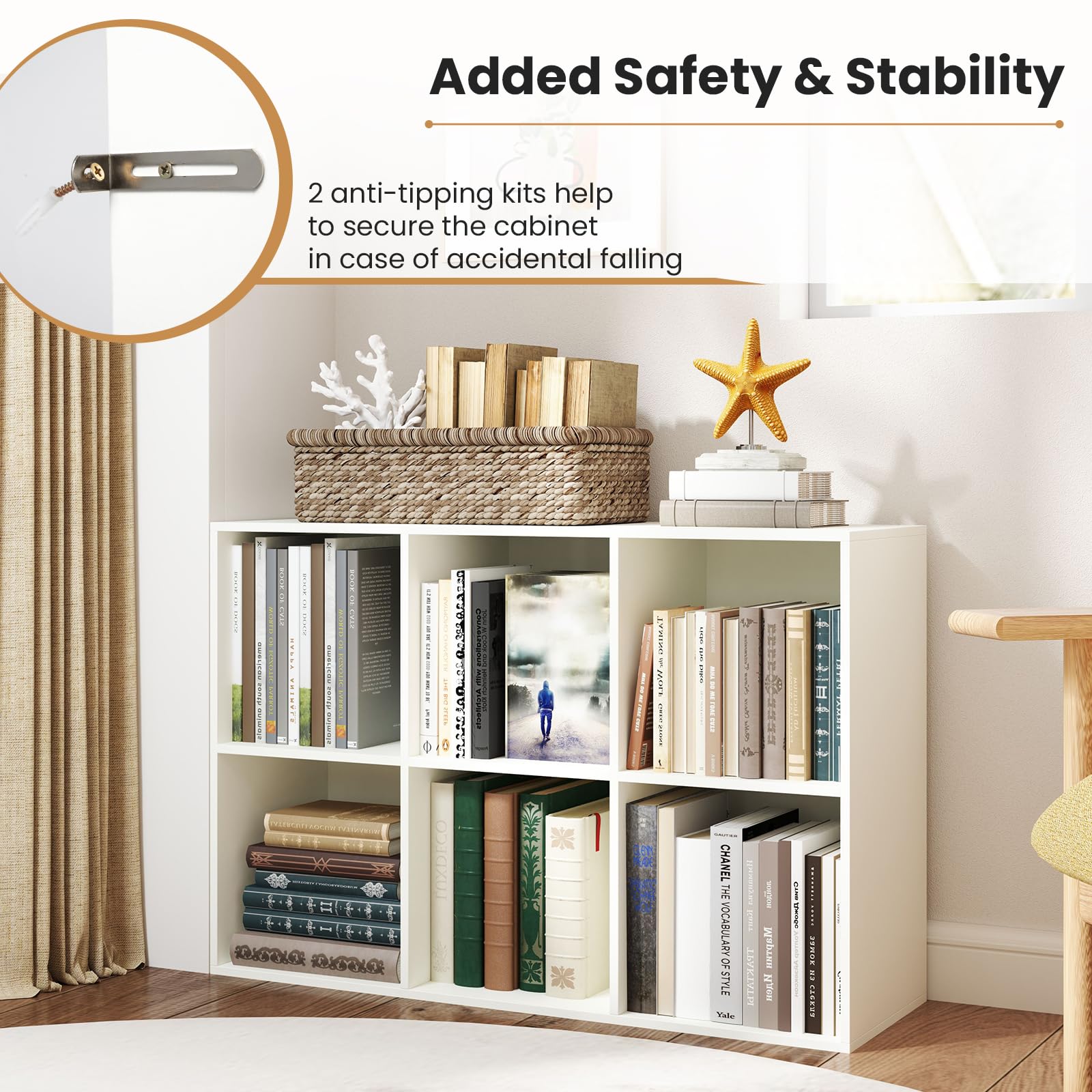 Amazon.com: SILKYDRY 6 Cube Bookcase, 2-Tier White Bookshelf with