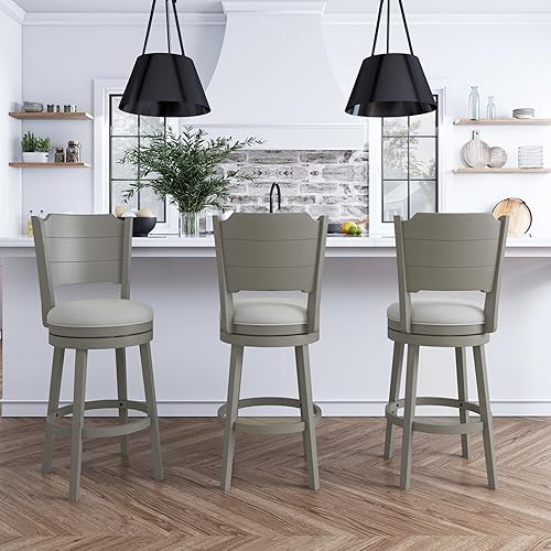 Miniatura 6 de Hillsdale Clarion Taburete giratorio de madera con altura de barra, gris envejecido Mar Blanco,Negro -,Gris,