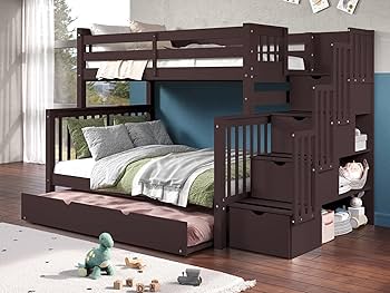 Amazon.com: Bedz King Stairway Bunk Beds Twin over Full with