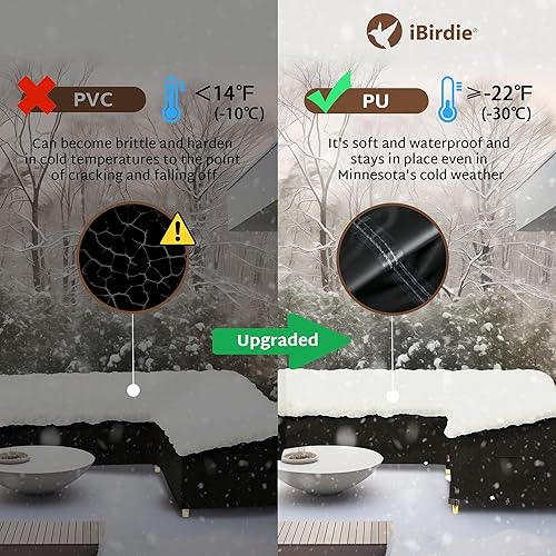 Vista 33 de iBirdie Funda modular para exteriores de 85 x 85 pulgadas, 84 x 84 pulgadas, 83 x 83 pulgadas, 82 x 82 pulgadas, en forma de L, impermeable, Negro