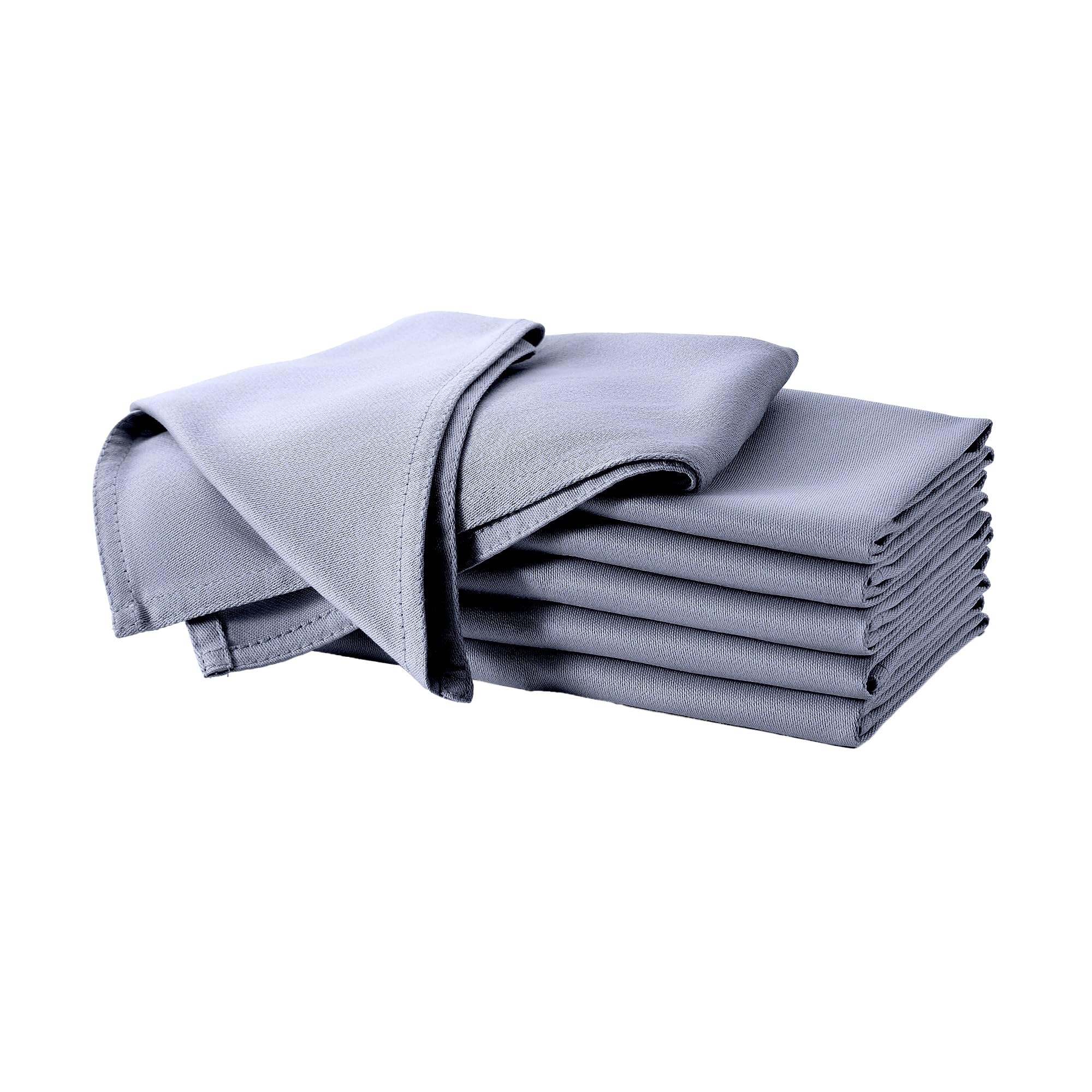 12 Stoffservietten mit Faltanleitung aus extra hochwertiger Baumwolle 40x40cm (Grau)