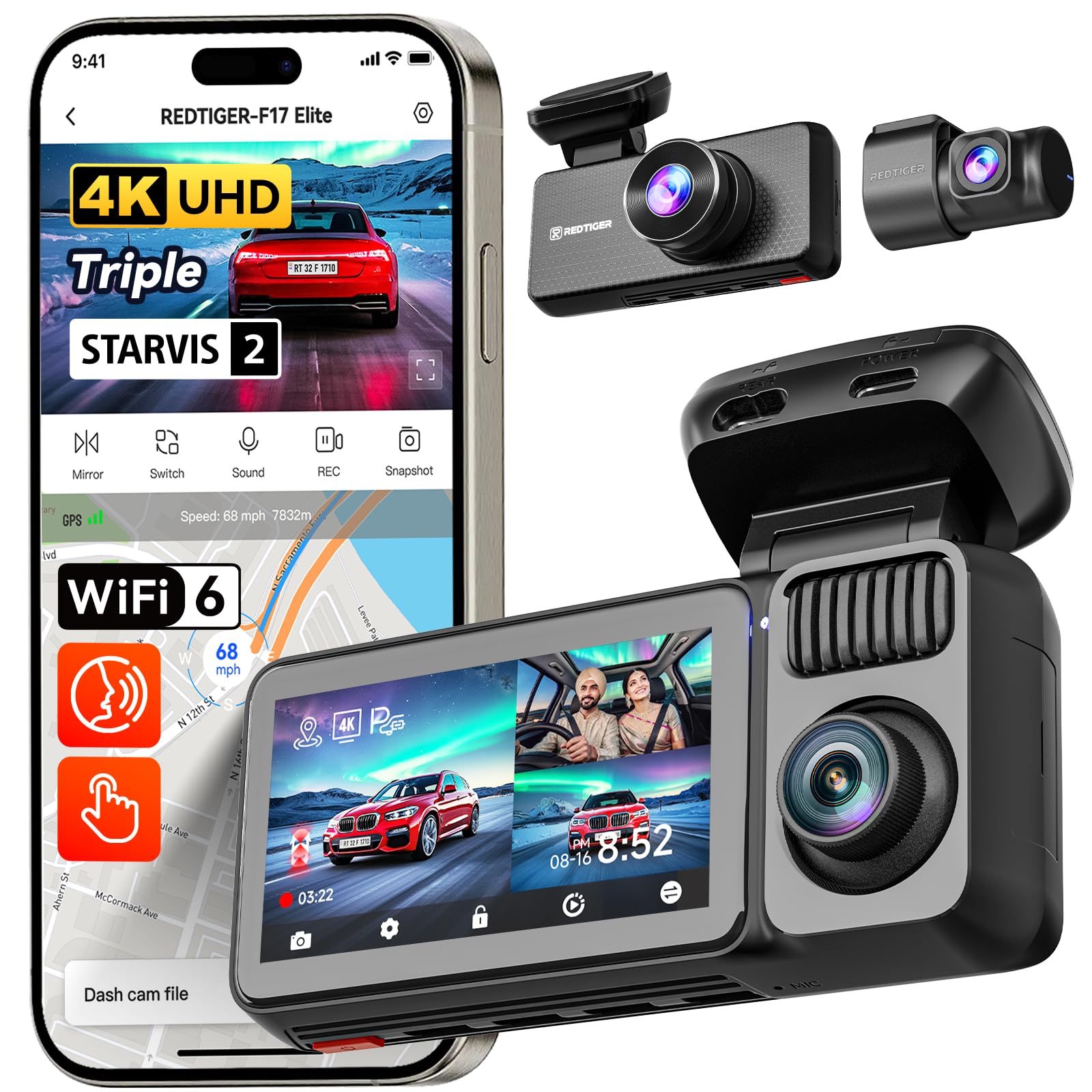 REDTIGER F17 4K Dash Cam - Triple Camera Security -9 REDTIGER F17 4K Dash Cam - Triple Camera Security -9