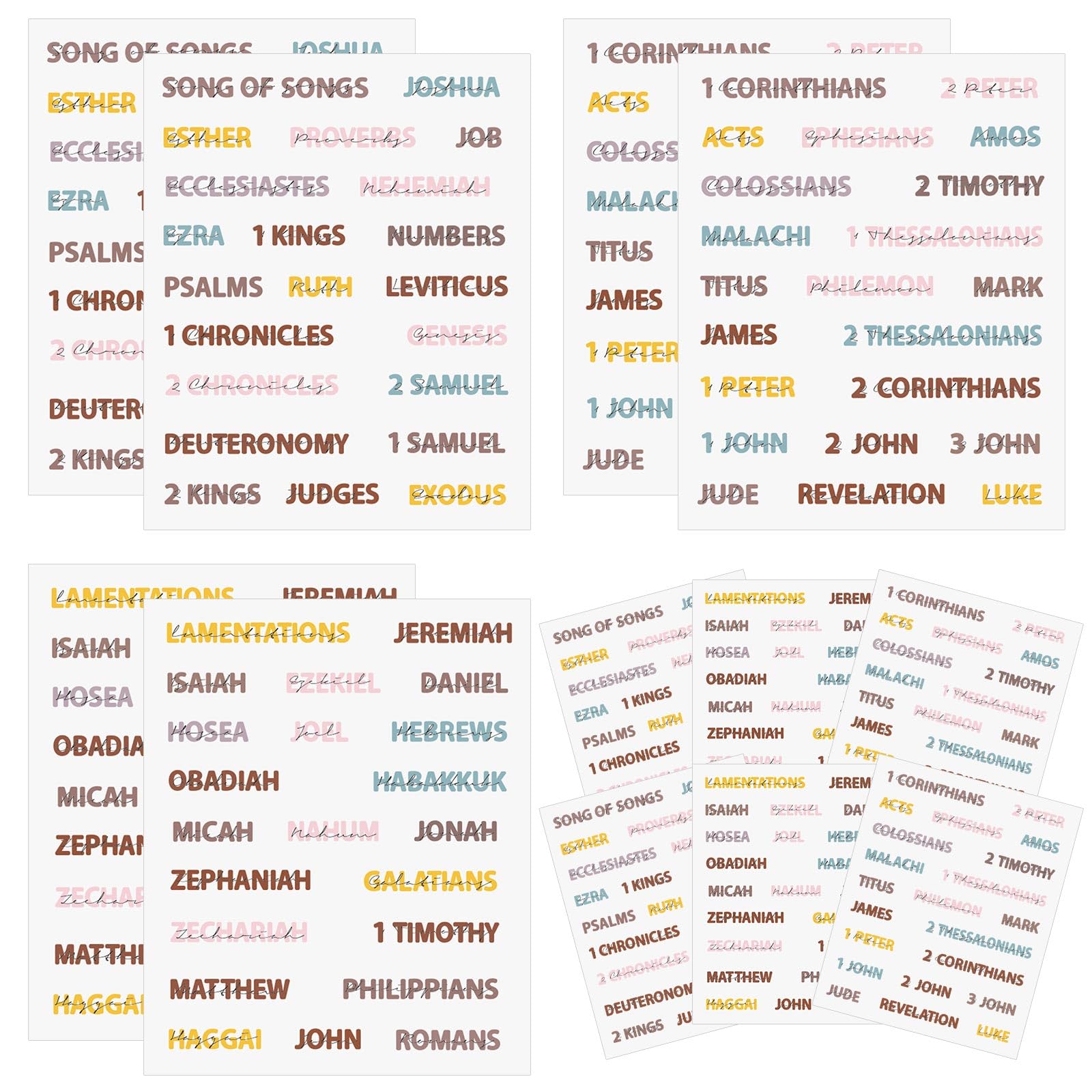 Marspark 6 Pcs Books of The Bible Header Stickers Study Supplies Reading Tracker Bible Book Title Chapter Stickers for Scrapbooks Bottles Computer Planner Diary Album All 66 Books Title, 3 Styles