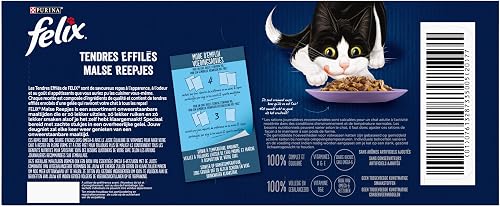 FELIX Tendres Effilés Aliment humide pour chats adultes Sélection Mixte Emballage économique, 44 sachets faciles à servir, Morceaux tendres en gelée, 4 délicieuses saveurs, Aliment complet - 4