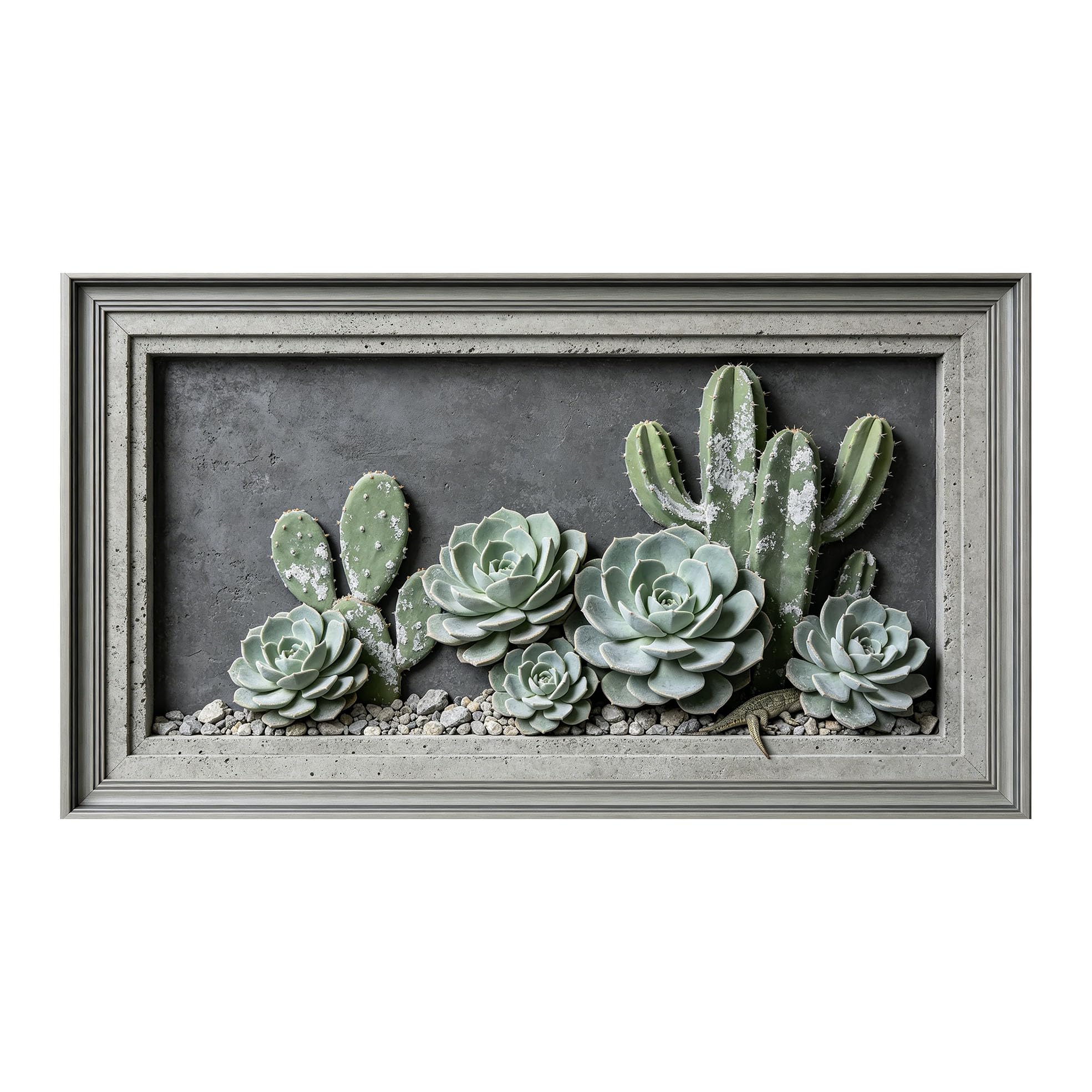 Murasolite 3D Framed Wall Art Succulent Cactus Botanical Modern Minimalist SelfAdhesive Fabric Mural Wall Decor， Peel and Stick No Damage to Wall， AntiFall Safe Design for Bedroom Living Room