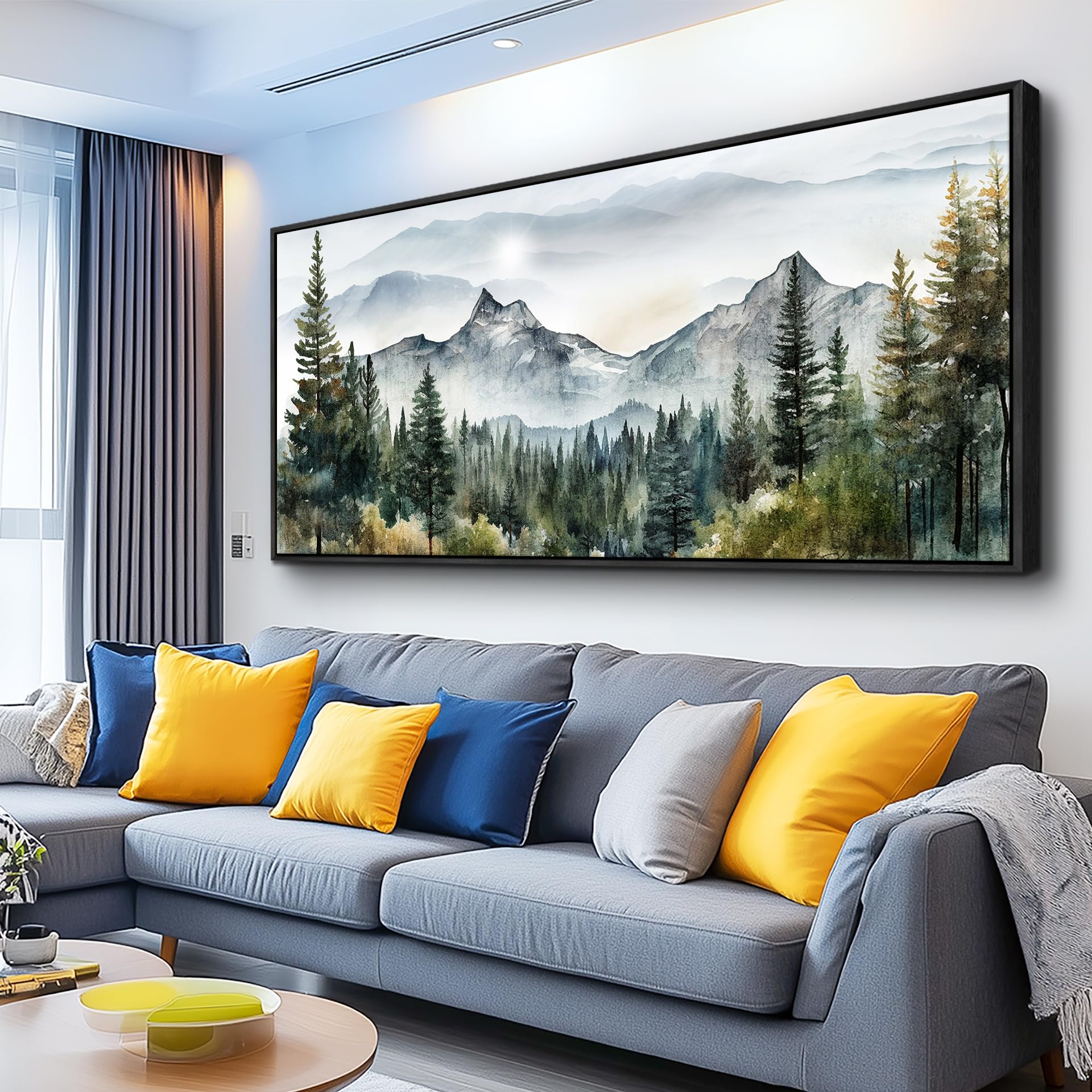 Wapluam Mountain Canvas Wall Art Abstract Prints Painting Forest Trees Large Framed Decor Nature Landscape Artwork For Walls Farmhouse Home Decor for