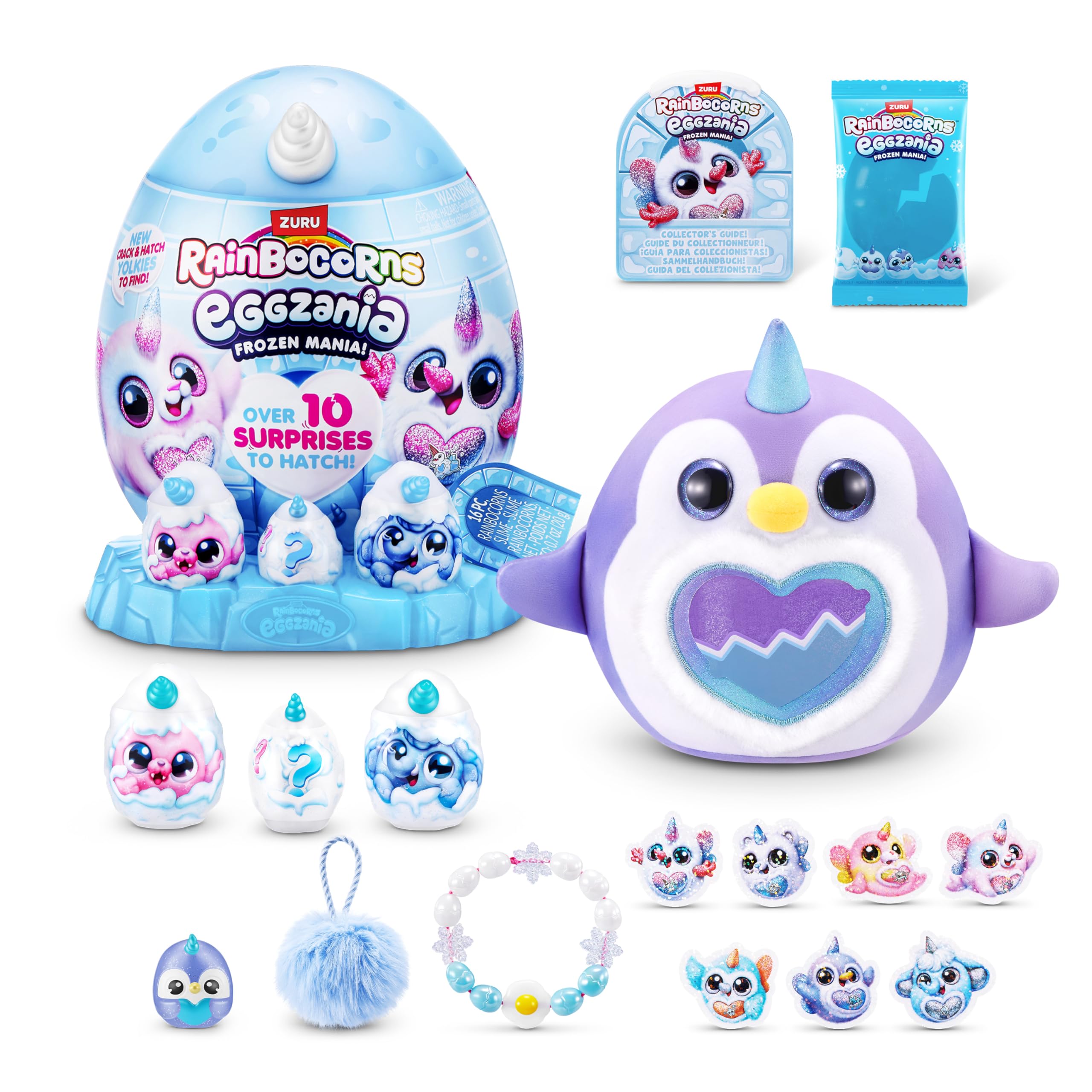 Rainbocorns Eggzania Frozen Mania by ZURU, Collectible Plush Toy for Girls 3+, Frostine