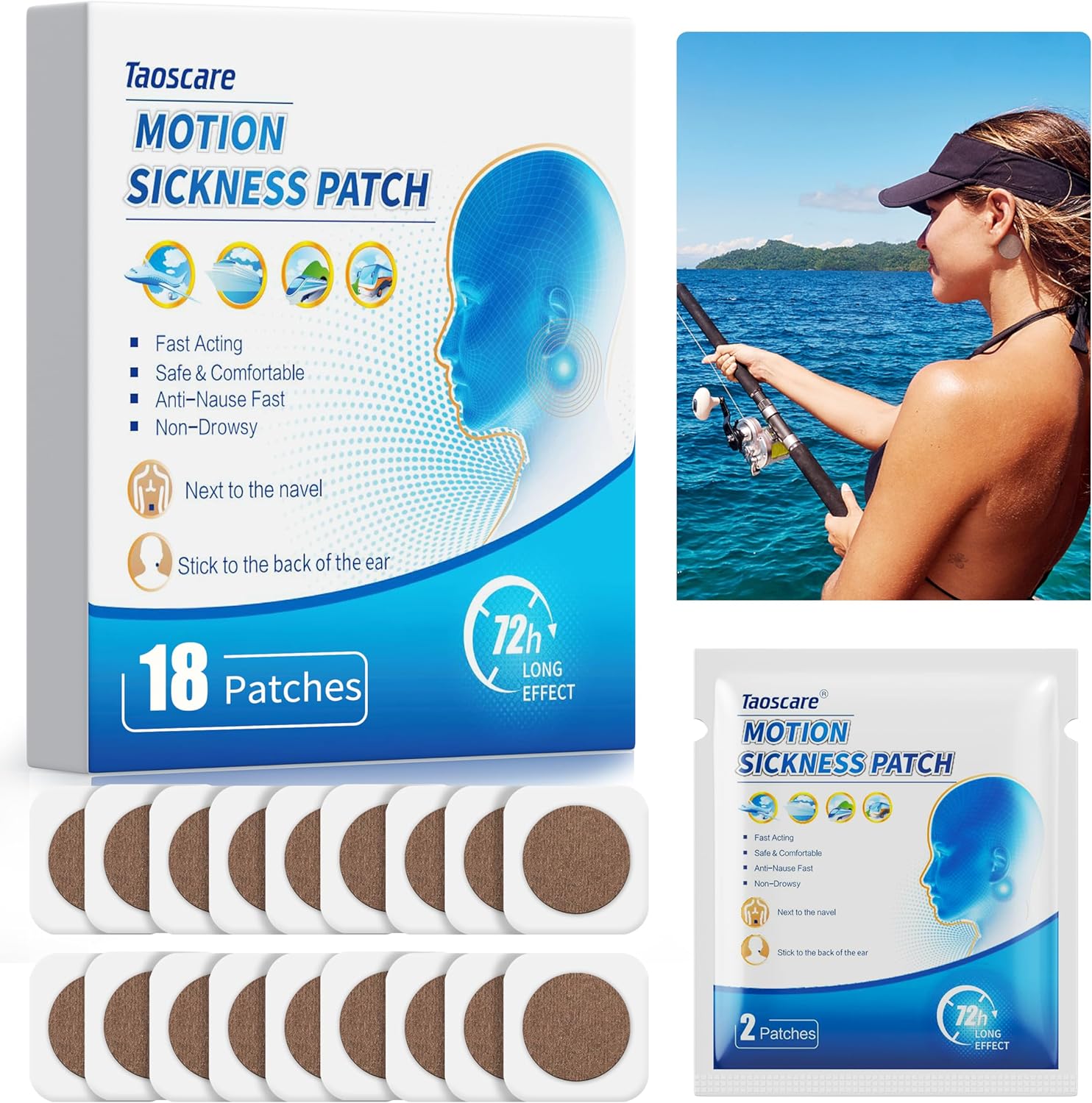 Taoscare Motion Sickness Patches for Cruise, Sea Sickness