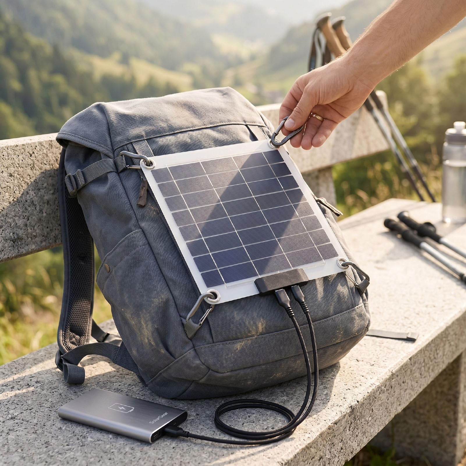 Pannello Solare Portatile da 30 W, Caricabatterie da Pannello Solare | Pannello Solare Bifacciale in Silicio Monocristallino da 30 W a Ricarica Rapida con 2 Porte di Tipo C per Campeggio, Viaggi