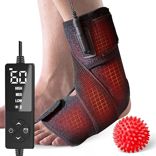sticro Almohadilla térmica de tobillo para alivio de tendinitis de Aquiles y fascitis plantar, tobillera calentada con bola de masaje para esguinces