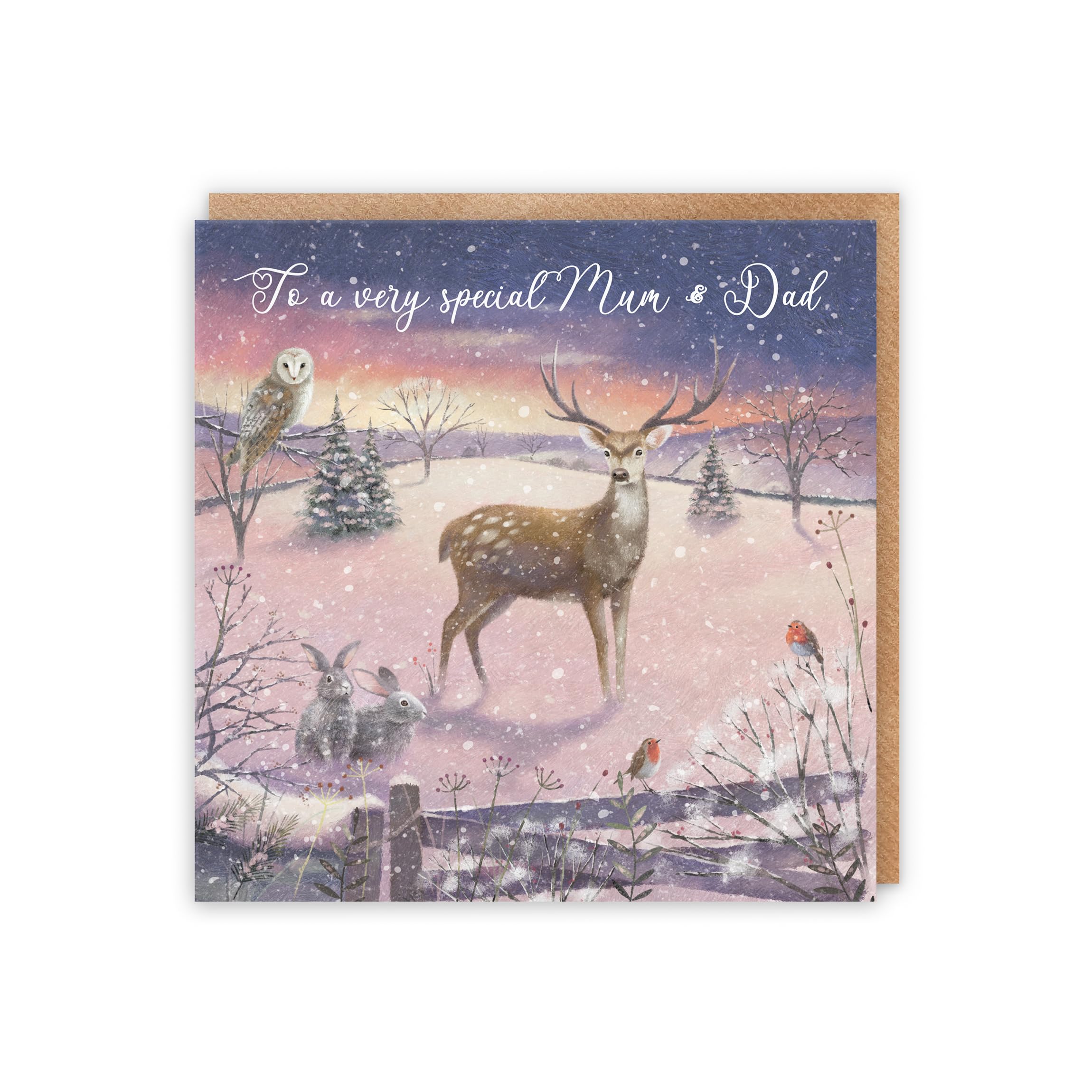 Hunts England - Mum And Dad Christmas Card - 'The Stag' - To A Very Special Mum & Dad - Luxury Card - Milo's Gallery Collection - Christmas Wording Inside - From Son/Daughter - Image 3