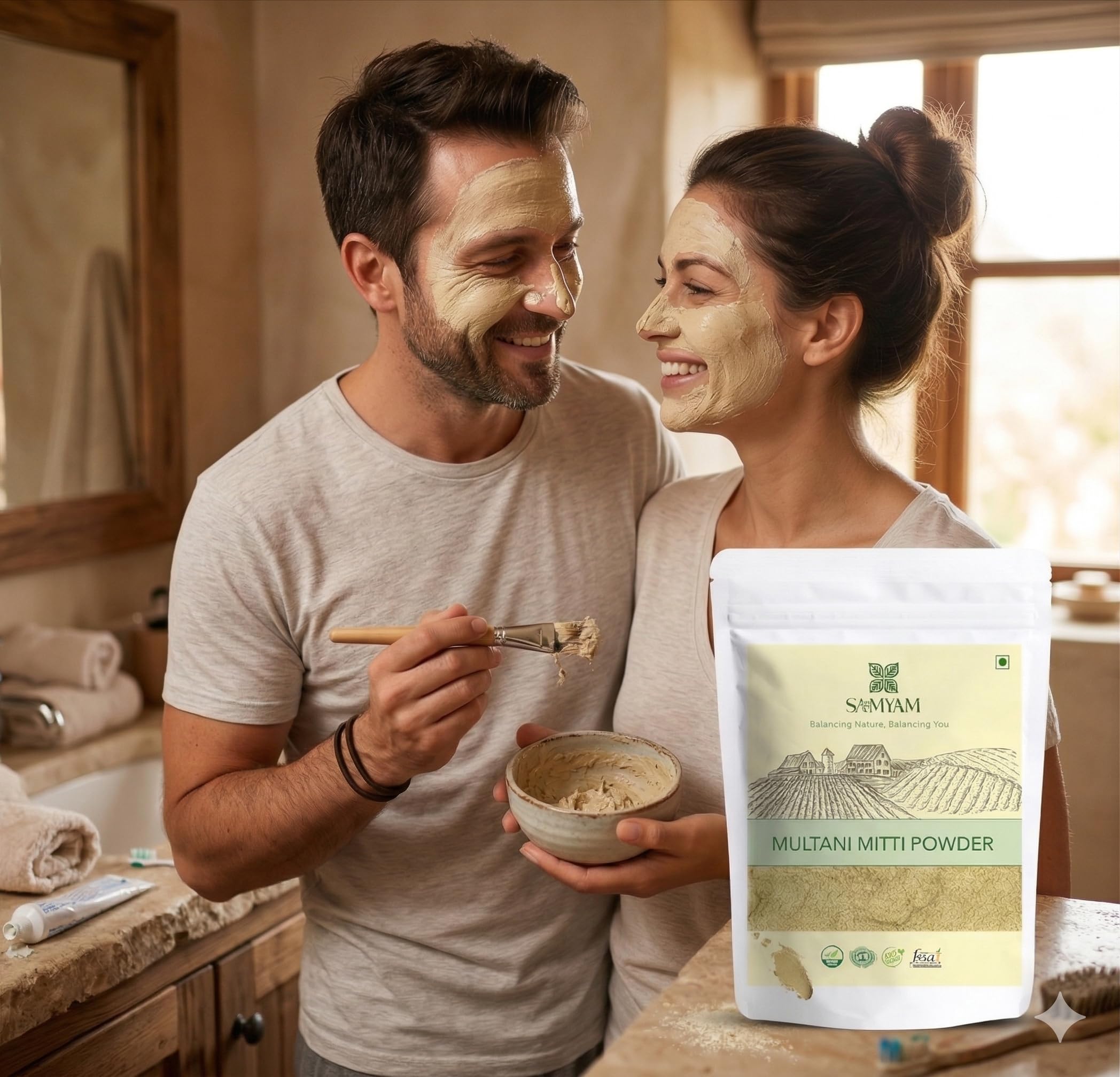 SAMYAM Polvere detergente per il viso Multani Mitti - 1 kg | Terra di Fuller, argilla bentonitica, argilla curativa indiana