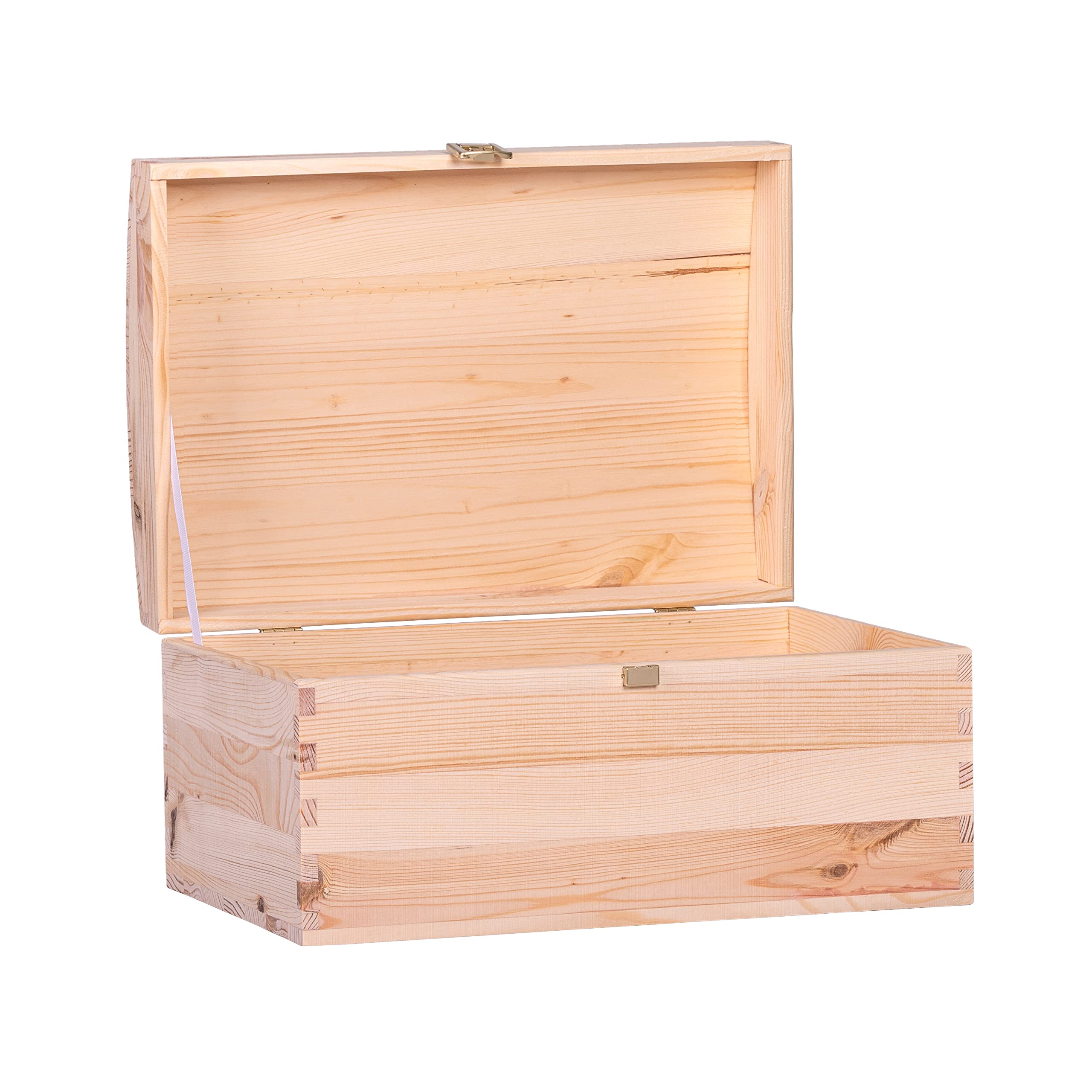Decocraft Natural Unfinished Wood Box For Storage, Decoration, Organisation, Large Wooden Craftsmanship, Rustic Home Decor, Keepsake, Chest 31,5X 22 X 16,5 Cm.