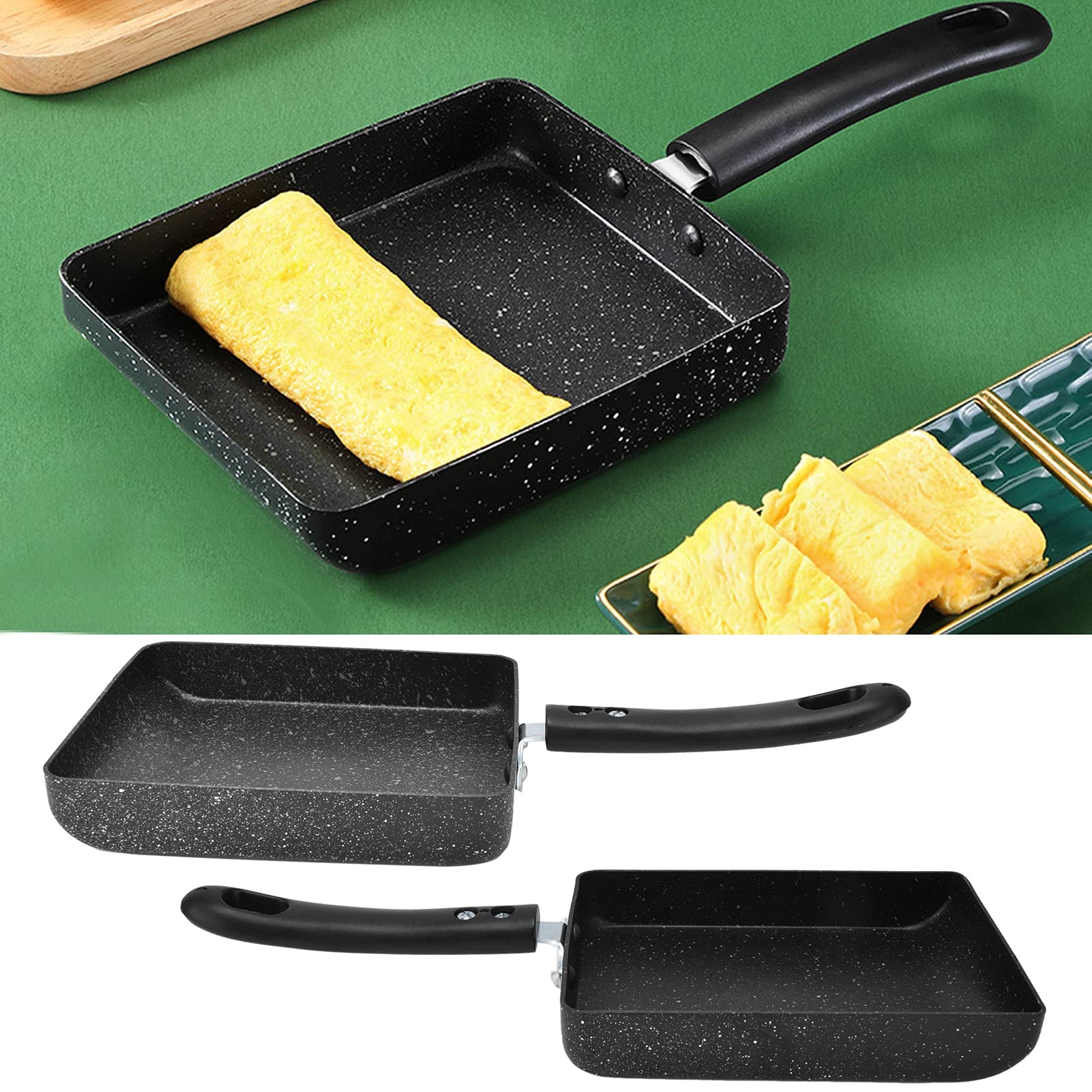 Sartén Para Tortilla Japonesa Tamagoyaki - Rectangular, Antiadherente, Con Mango De Madera - Ideal Para Huevos Y Omelettes
