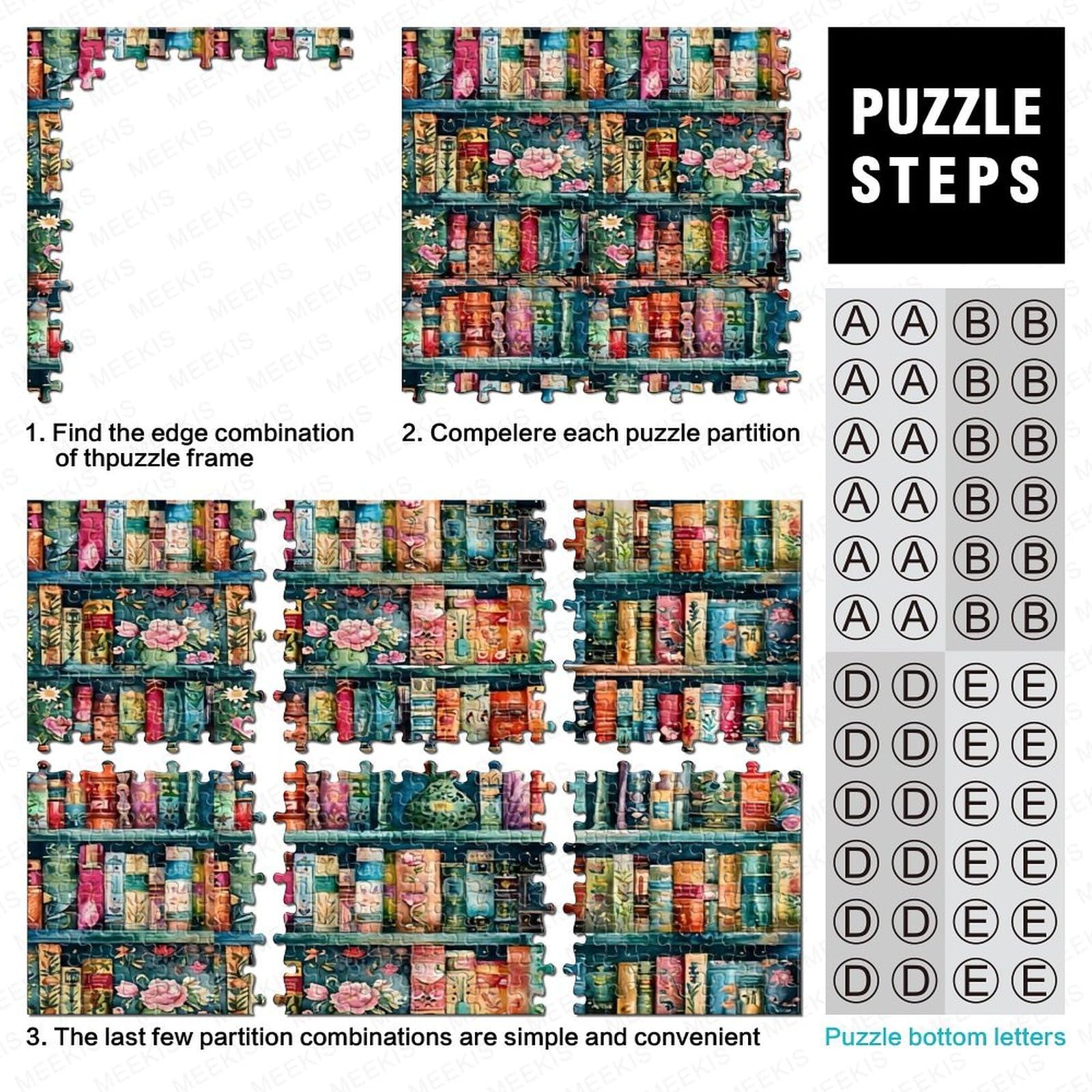 Bücherregal Puzzle 1000 Teile – Rundes Motiv Im Format 67,5x67,5 Cm, Hochwertiger Karton, Inkl. Poster, Ideale Deko & Stressabbau Für Erwachsene & Kinder