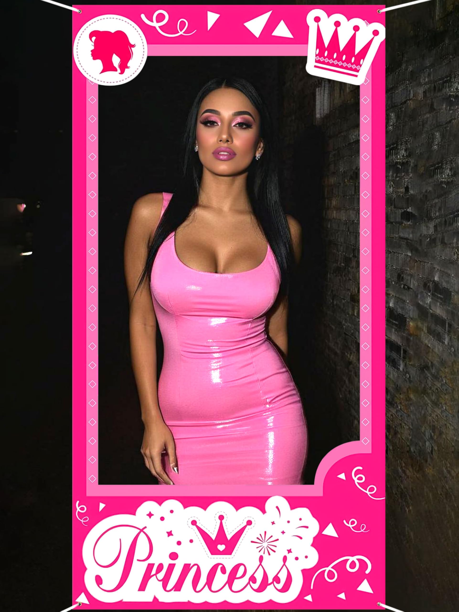 LaVenty Hot Pink Doll Compleanno Photo Booth Puntelli Sfondo Principessa Bambola Festa di Compleanno Forniture Come On Lets Go Decorazione Lets go Party Forniture