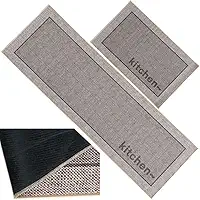 Kit com 2 Tapete Passadeira Antiderrapante Cozinha Emborrachado NilosDecor