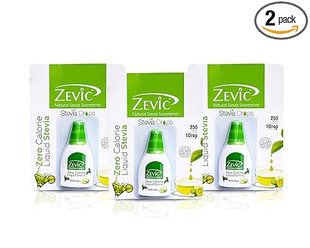 ZEVIC 100% Natural Sugar Free Stevia Liquid Drops | Zero Calorie | Vegan | Keto & Diabetic Friendly | Sweetener Drops - 750 Servings (Pack of 3)