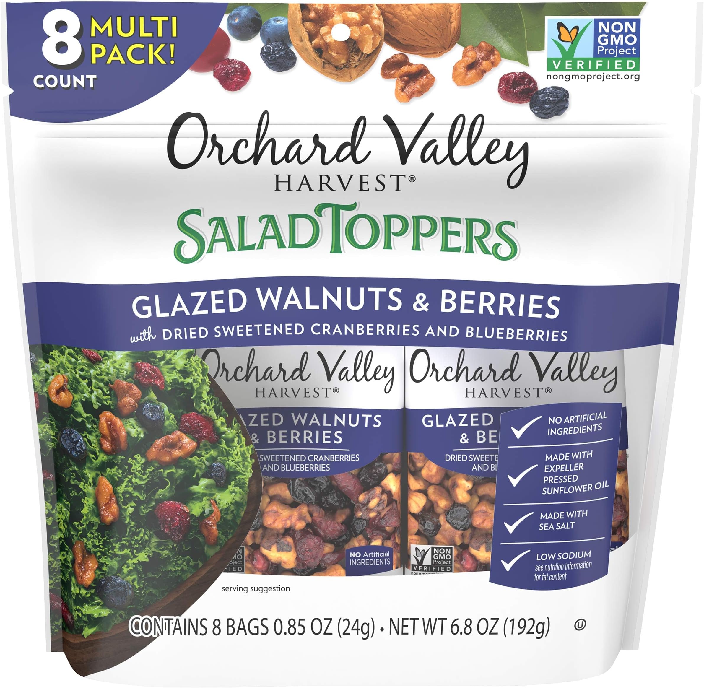 Orchard Valley Harvest Glazed Walnuts and Berries, Salad Toppers, 0.85 Oz, 8Ct