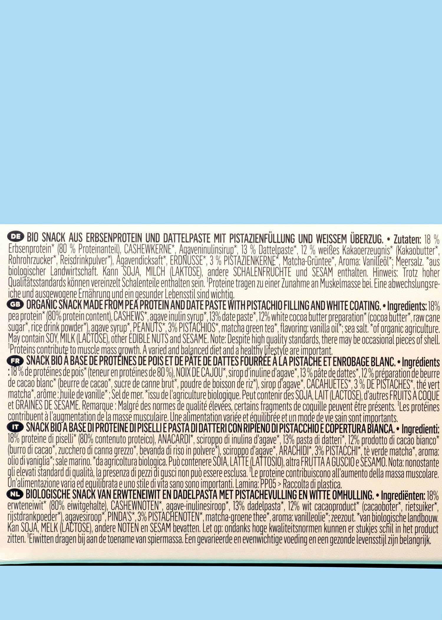 KoRo - Bouchées protéinées bio pistaches et chocolat blanc 12 x 2 x 20 g