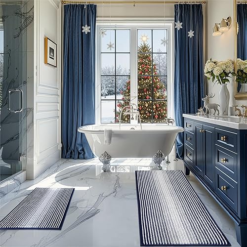 Miniatura 206 de BSICPRO Juego de alfombras y tapetes de baño, 2 piezas de felpilla gruesa y absorbente, antideslizantes, suaves y peludas para baño, lavables a