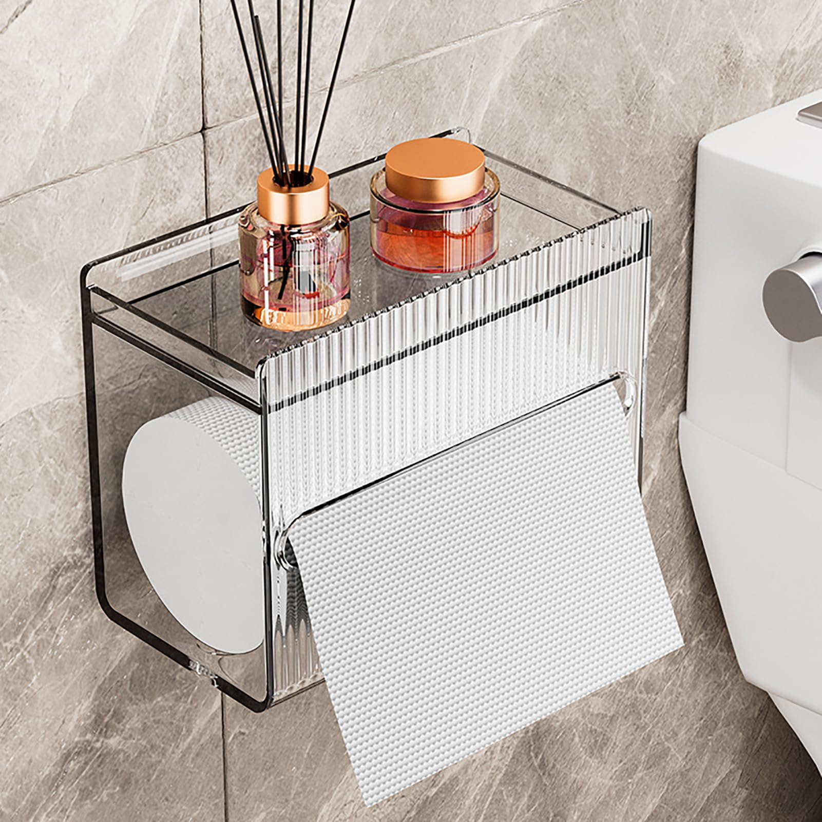 Taschentuchbox-Abdeckung, Multifunktionaler Papierspender aus Acryl für Toilette und Badezimmer, Wandmontage