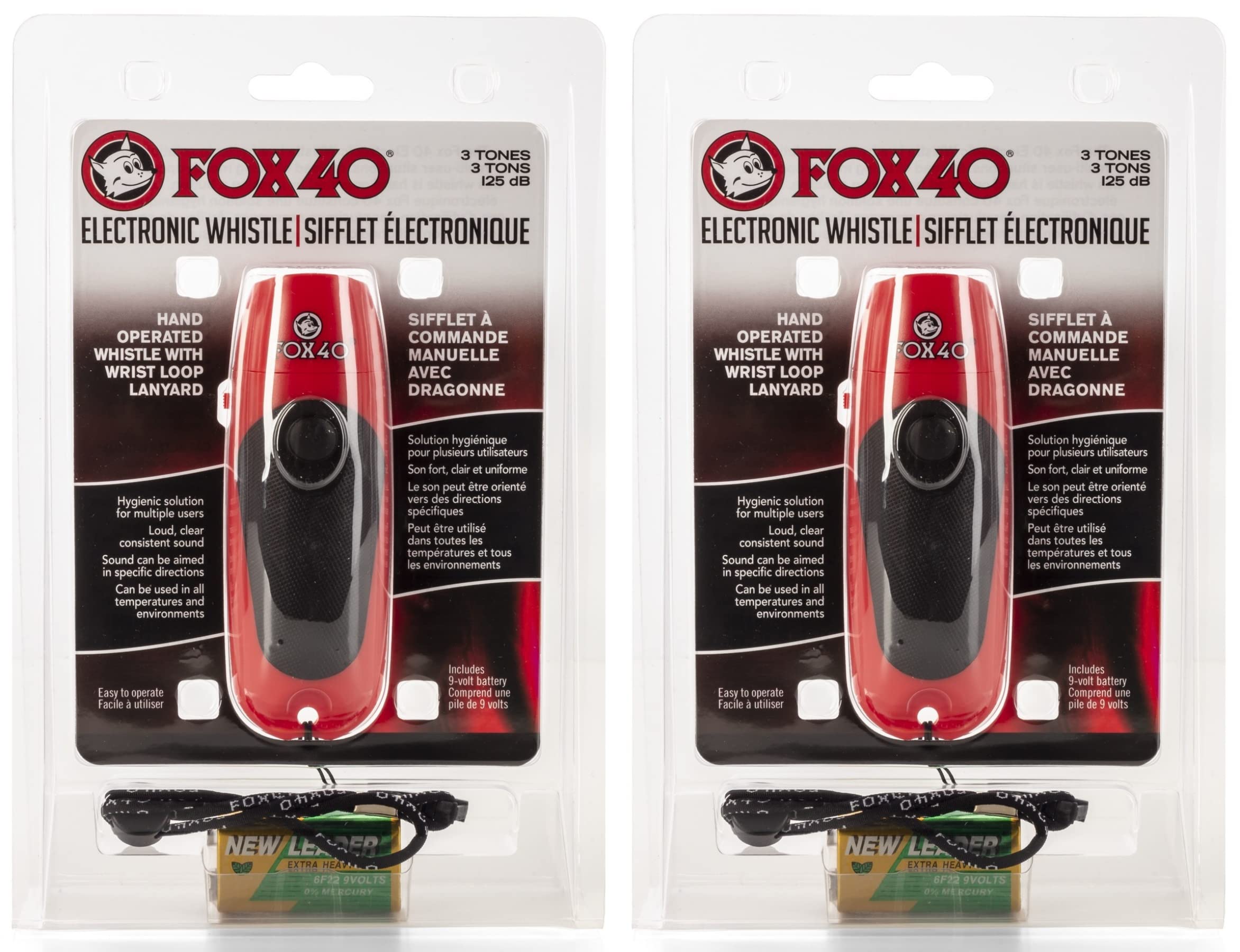 Fox 40 Tide Rider 3-Tone Electronic Whistle 125 Db w/Lanyard & Battery (2-Pack)
