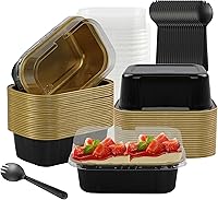 Vista 1 de Mini moldes para pasteles con tapas, 30 moldes desechables de papel de aluminio de 5.5 onzas, moldes de aluminio para cupcakes con tapas, moldes