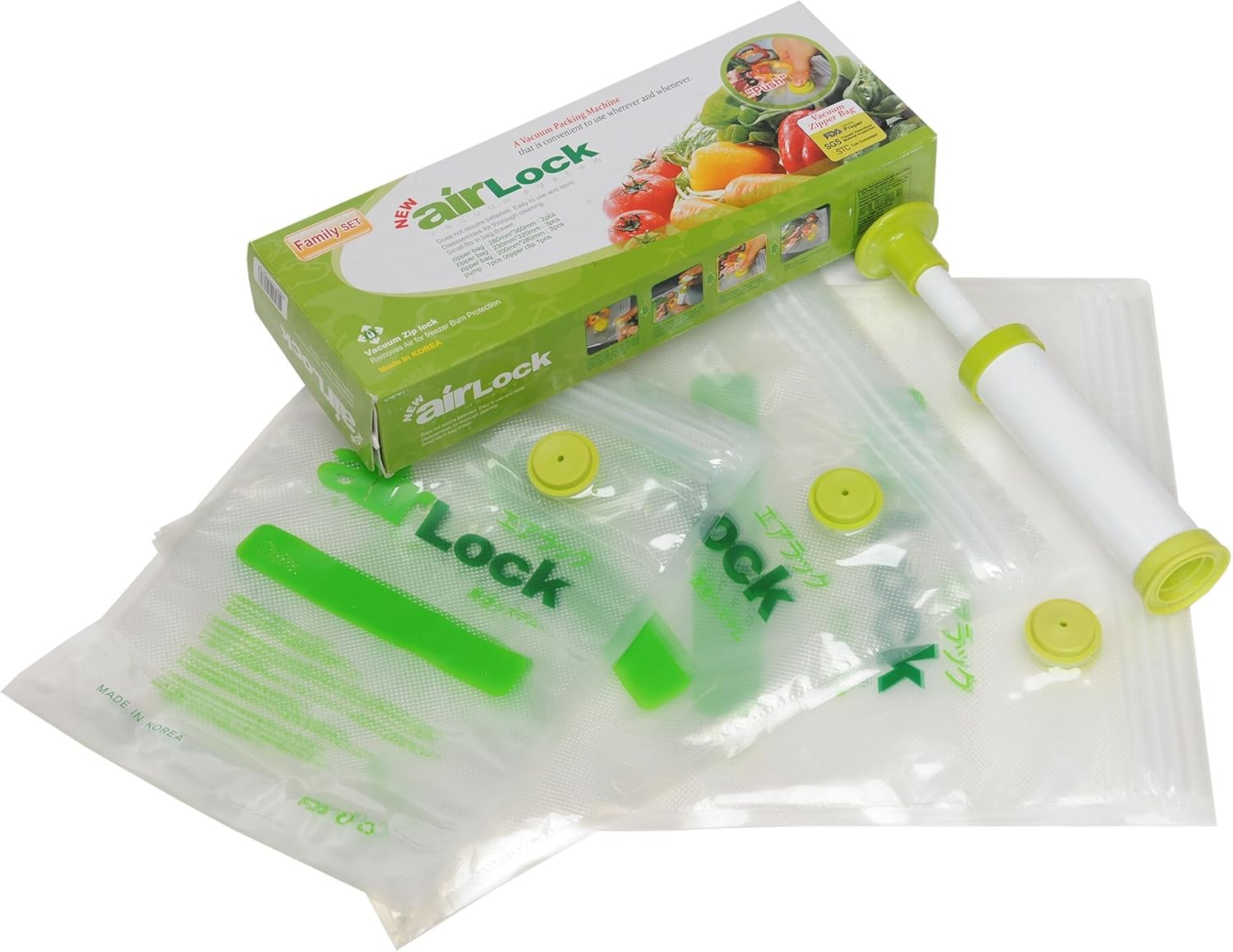 Air Lock Vacuum Sealing Pump & Vacuum Zip Lock Bags for