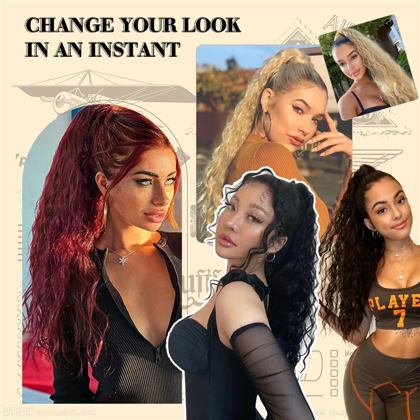 Amazon.com: Ponytail Extension Curly Ponytail Extension  display picture 1