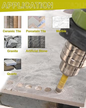 Dry Diamond Drill Bits Set - 5pcs 1/4(6mm) Diamond Hole Saw Kit with Round Shank for Marble Granite Ceramic Porcelain Tile Quartz SANLEETEK