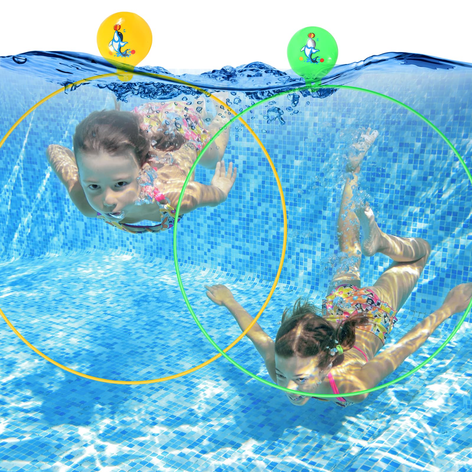 Qooloo 3 Stück Tauchringe für Kinder, Tauchen Spielzeug Ø 80cm Unterwasser Pool Spielzeug für Jungen Mädchen ab 5 6 7 8 9 10 11 12