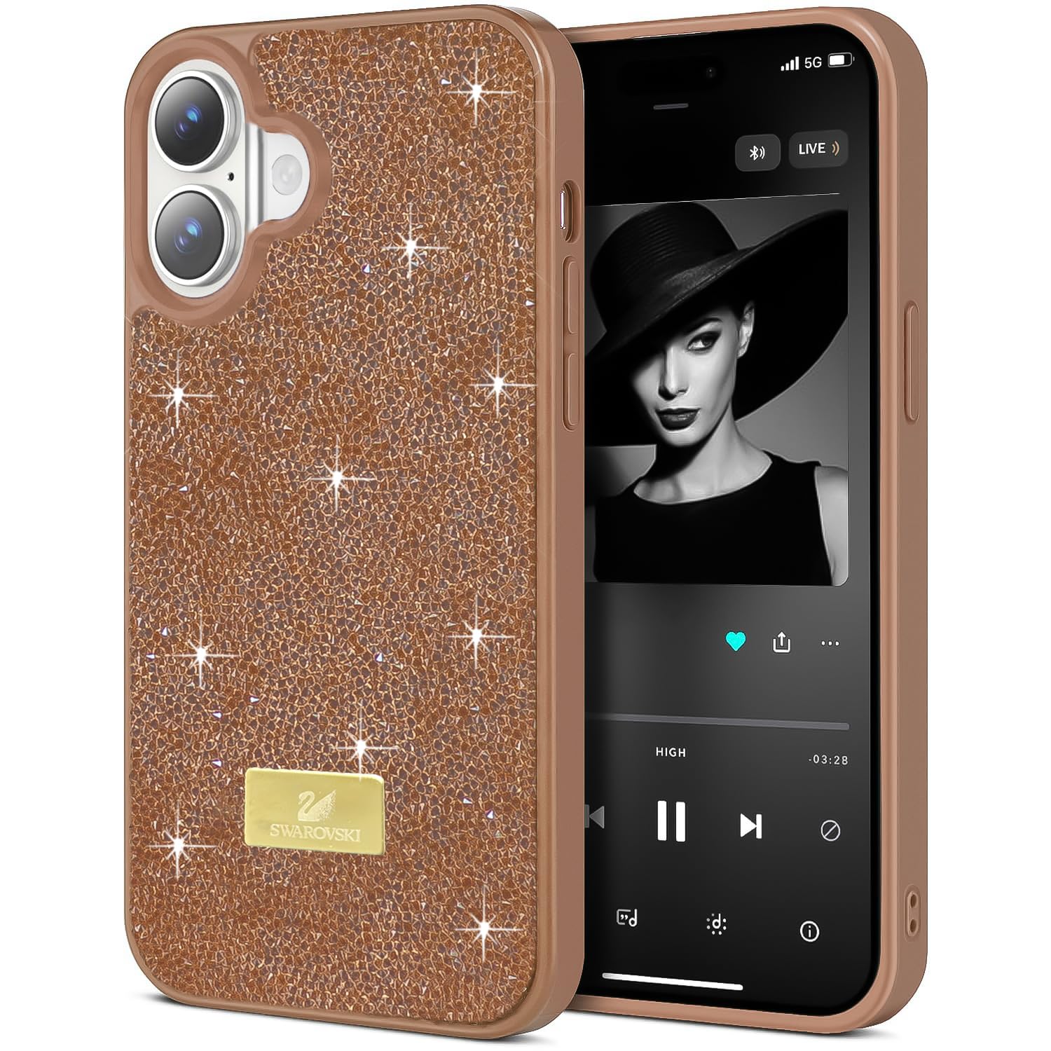 Dl3 Mobilak Case For iPhone 16 6.1-Inch Case Glitter, Sparkle Diamond Crystal Bling Case with Bling, Ultra Thin Lightweight Full Body Shockproof Anti-Scratch Protective Cover
