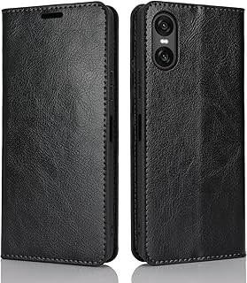 Xperia 10 VI ケース 手帳型 マグネット無し 耐衝撃 Xperia 10 VI SO-52E docomo SOG14 au SoftBank A402SO SIMフリー 楽天モバイル 全対応 手帳ケース ソニー エクスぺリア10VI カバー Xperia10 6ケース 適用 case iCoverCase マグネットなし 光沢加工 牛革 レザー 財布型 カード入れ ブラック