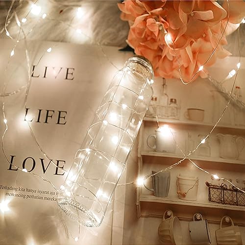 Miniatura 5 de Decorman Paquete de 4 guirnaldas de luces LED de 20 pies con 60 luces LED con temporizador remoto, 8 modos, impermeable, alambre de cobre,