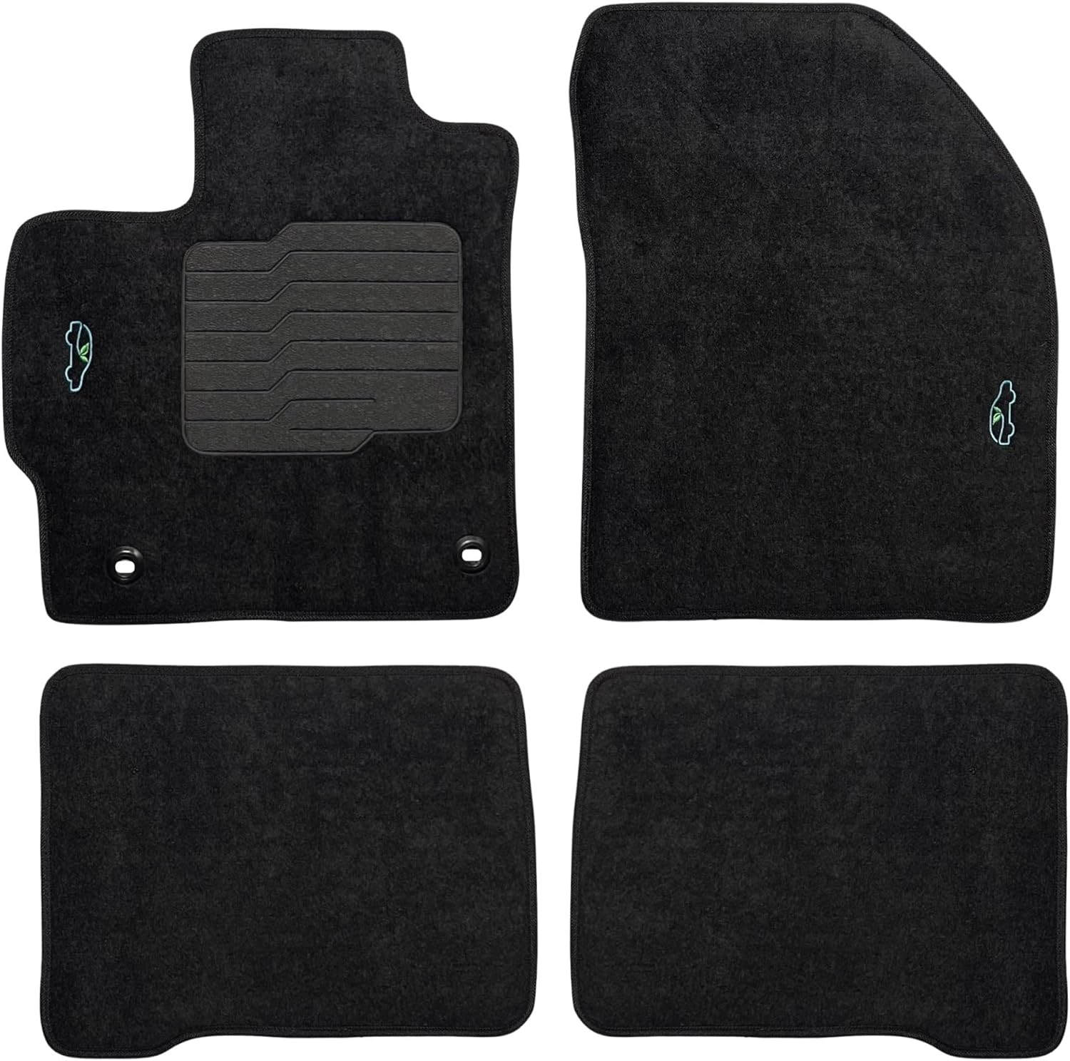 ecoMats Carpet Floor Mats for 2012 to 2015 Toyota Prius with Heel Pad and Safety Locks, Front and Rear, Black
